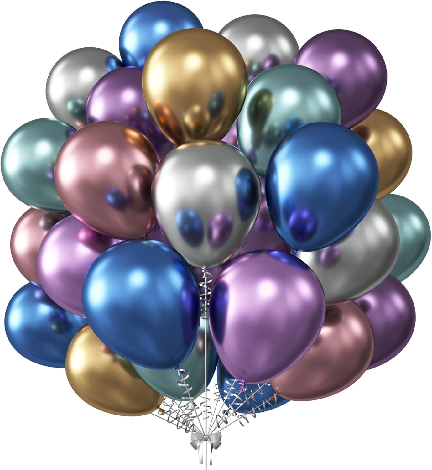 KALOR 12 Inch Metallic Multicolor Balloons, 50 Pcs Latex Helium Metallic Balloons for Kid's Birthday Party, Baby Shower, Wedding, Graduate Party Decorations