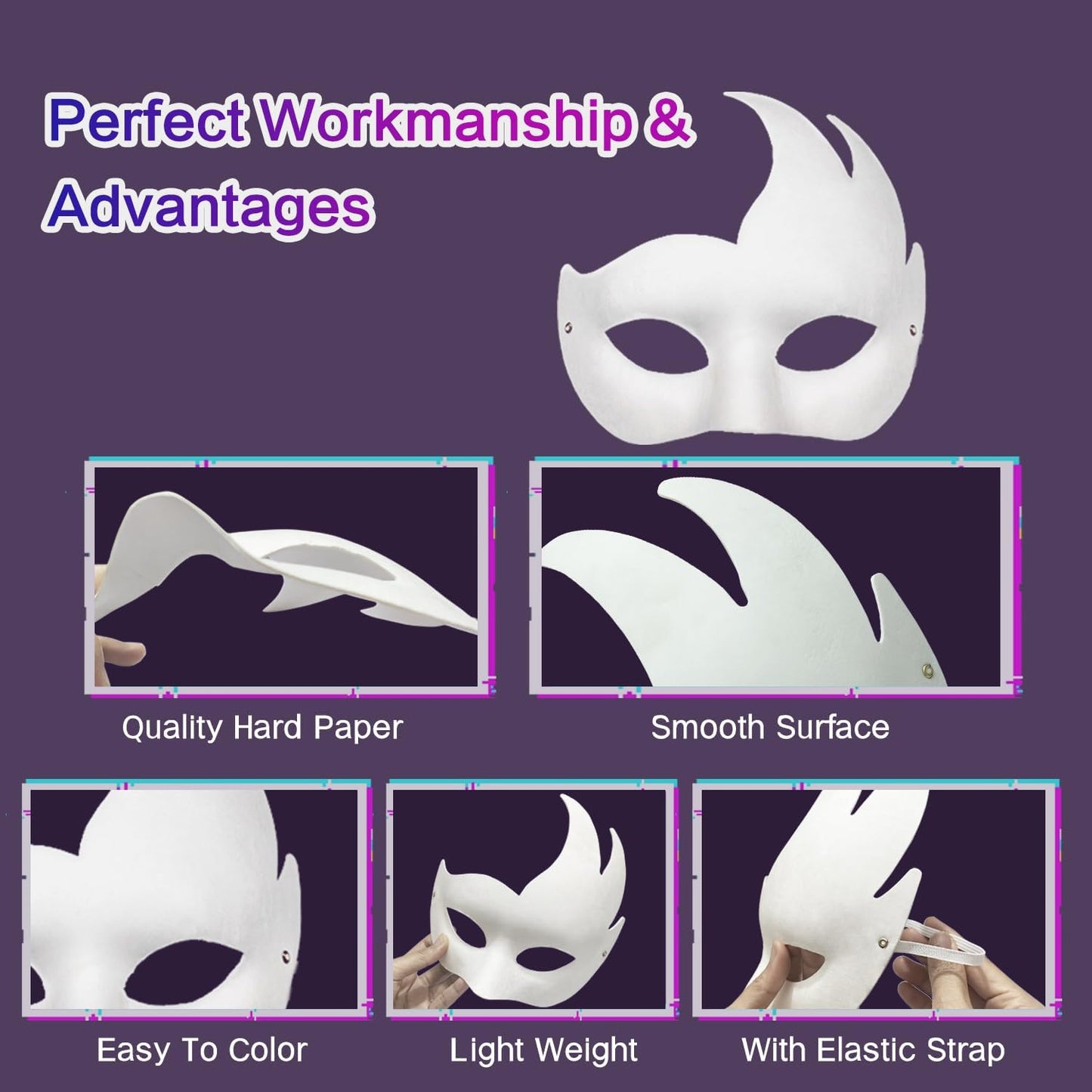 15 PCS DIY White Masquerade Masks DIY Paper Blank Half Face Mask Craft Art Plain Paintable Mardi Gras Masks Halloween Party Mask