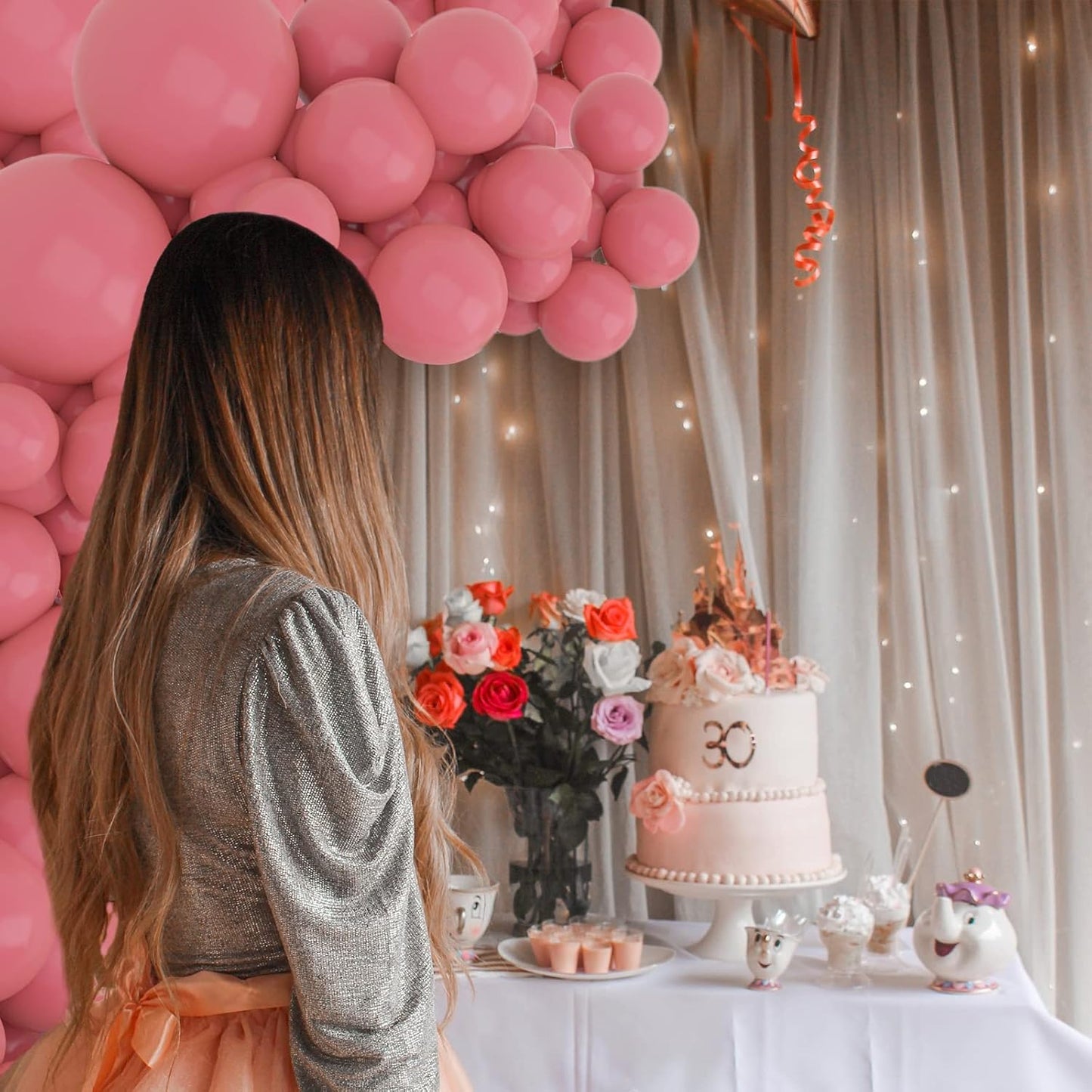 134Pcs Retro Rose Red Balloons Different Sizes 5 10 12 18 Inch Retro Rose Red Latex Balloon for Birthday Wedding Baby Shower.