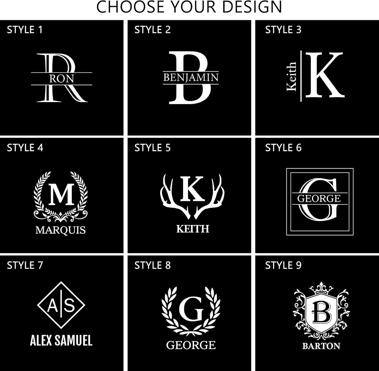 ELEGANTPARK Hip Flasks for Liquor for Men with Initials Personalized Flasks for Men Custom Monogrammed Gifts Personalized Wedding Birthday Gifts for Him Dad Groom Stainless Steel ﻿