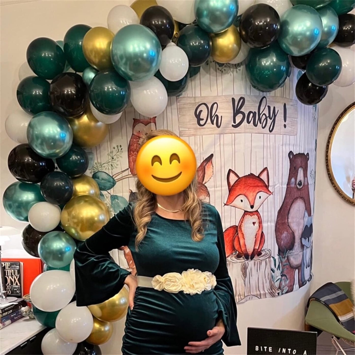 Balloons Green Gold White, 35pcs Dark Green White Metallic Chrome Green Gold Confetti Latex Balloons, Green Party Balloons Kit for Jungle Safari Dinosaur Birthday Party Wedding Baby Shower Decorations