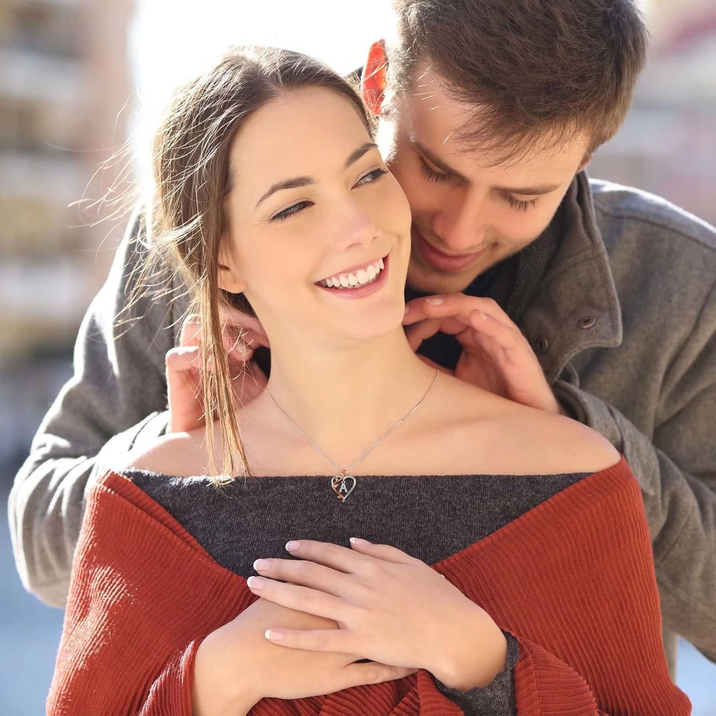 Iefil Christmas Gifts for Women Wife - 925 Sterling Silver Rose Heart Initial Necklace, Anniversary Birthday Gifts for Women, Jewelry Gift for Her Wife Girlfriend Mom Daughter