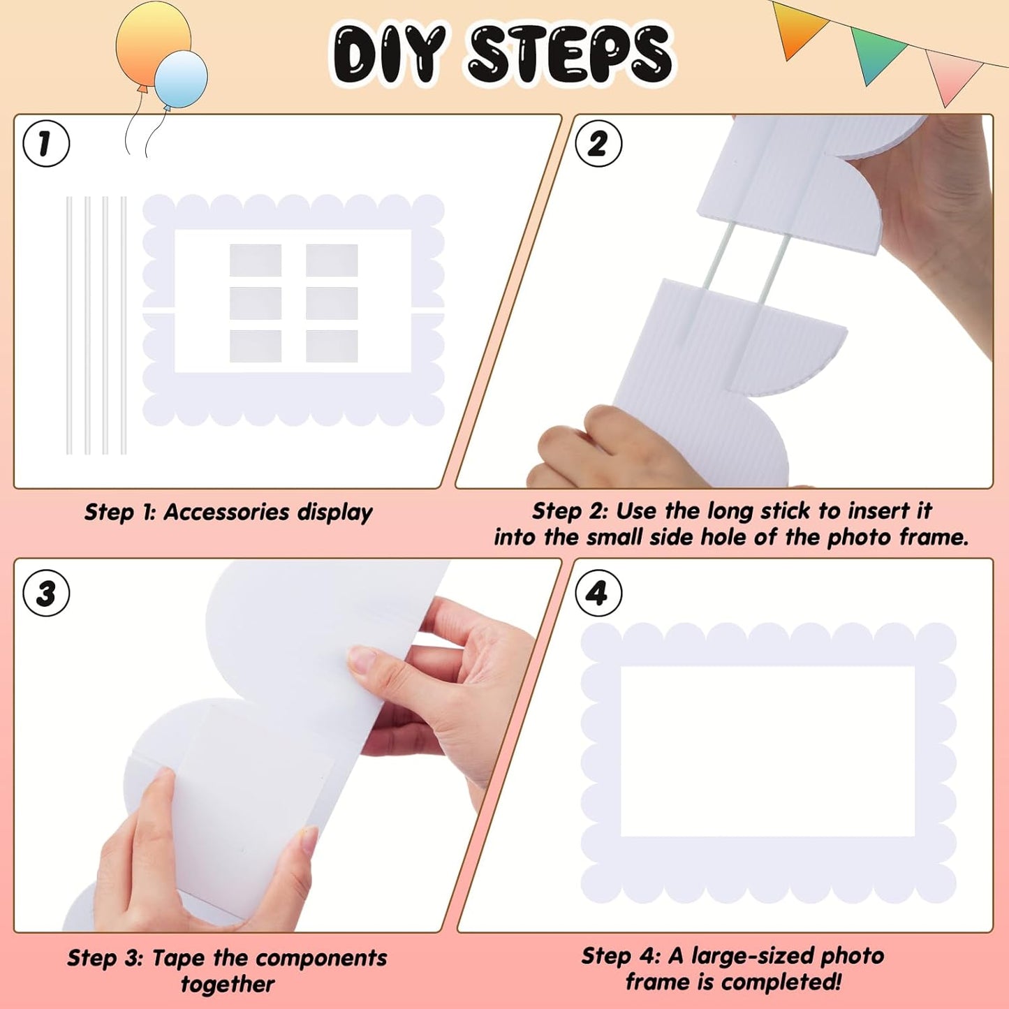 32 x 24 Inch Photo Booth Selfie Frame Prop Booth for Birthday Event Parties Large Blank DIY Cutout Props for Funny Decoration Christmas, Holiday Supplies