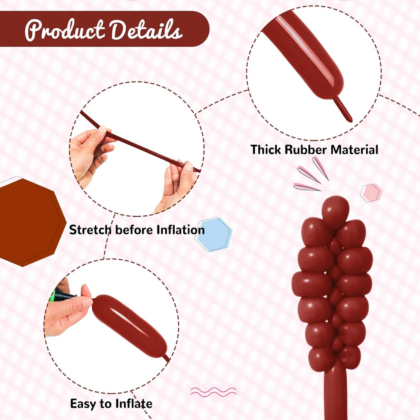 100Pcs Coffee 260 Balloons, Brown Long Balloon for Tying Balloon Arch, Long Skinny Balloons for Twisting Ballons Animal balloons Birthday Party Wedding Festival Decorations