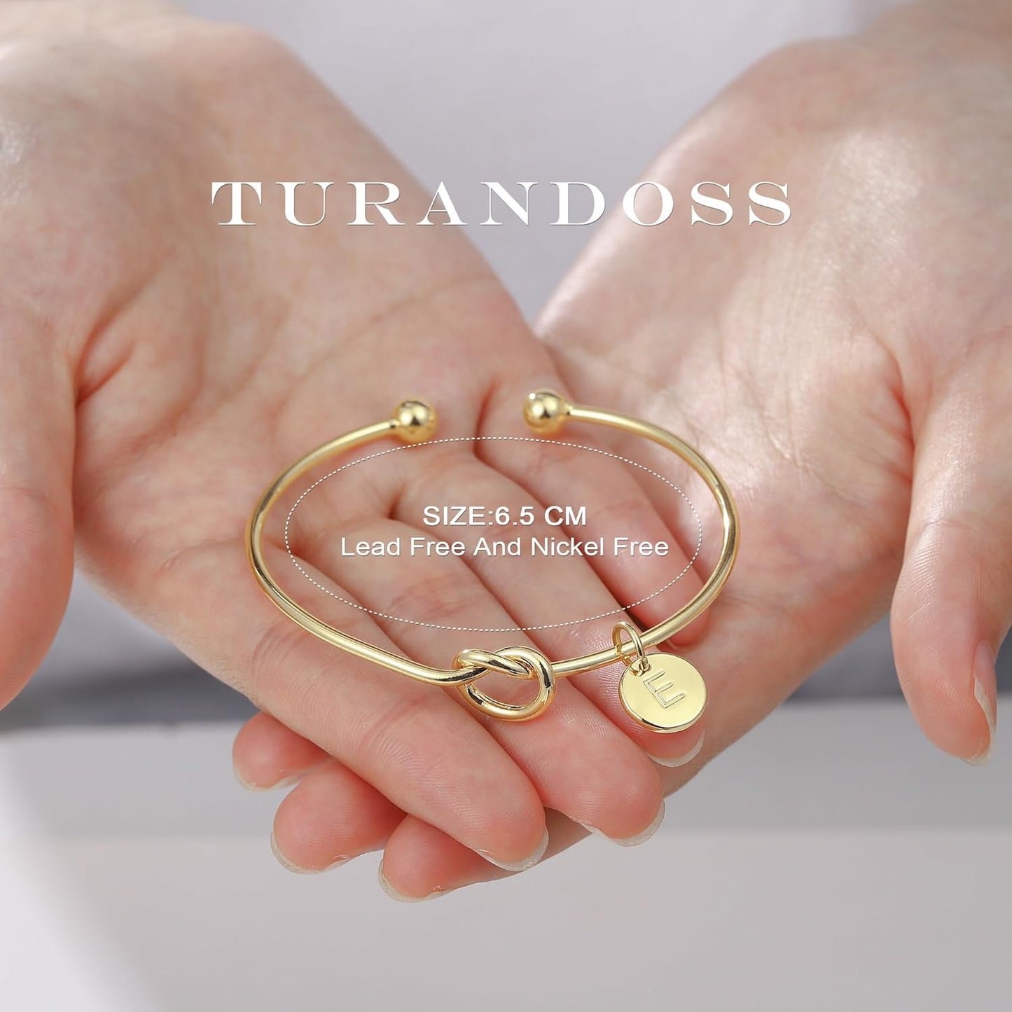 Turandoss Initial Bracelets for Women - Dainty Knot Letter A-Z Initial Bracelet for Women, Personalized Cuff Bangle Bracelet for Women, Jewelry for Women