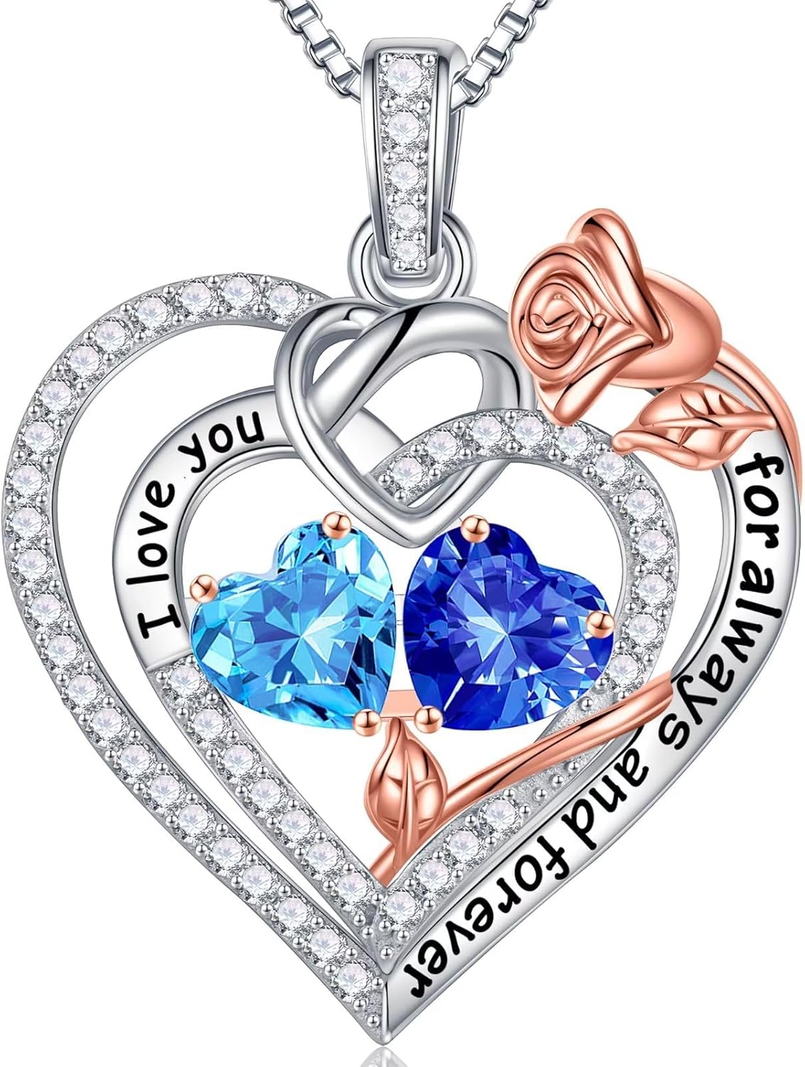 Iefil Christmas Gifts for Wife Women - 925 Sterling Silver Double Birthstone Necklace, Anniversary Birthday Gifts for Women, Jewelry Gift for Wife Girlfriend Mom Her