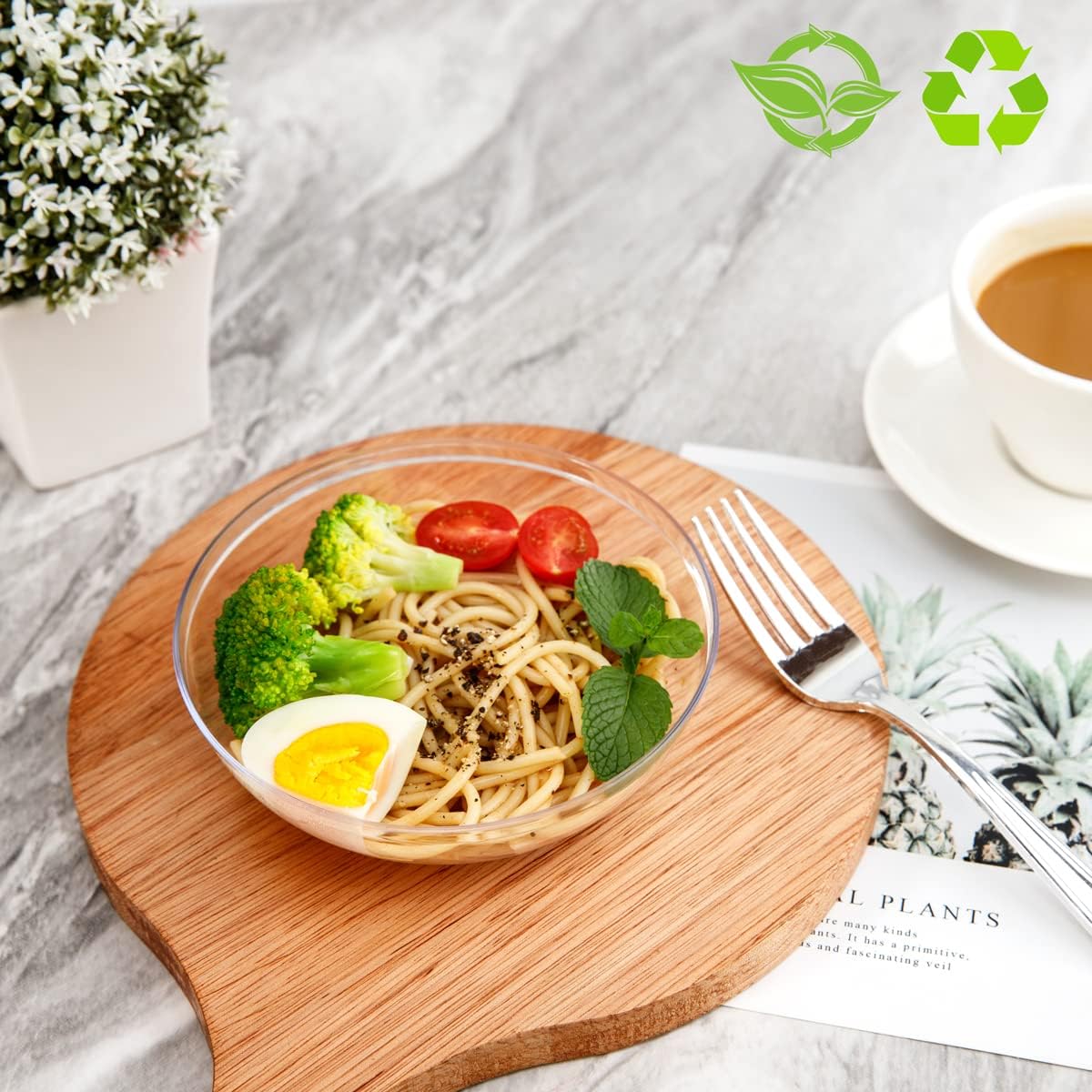 bUCLA 50Pack Clear Plastic Bowls Disposable - 10oz Premium Heavy Crystal Plastic Salsa Bowls - Ideal for Wedding & Party