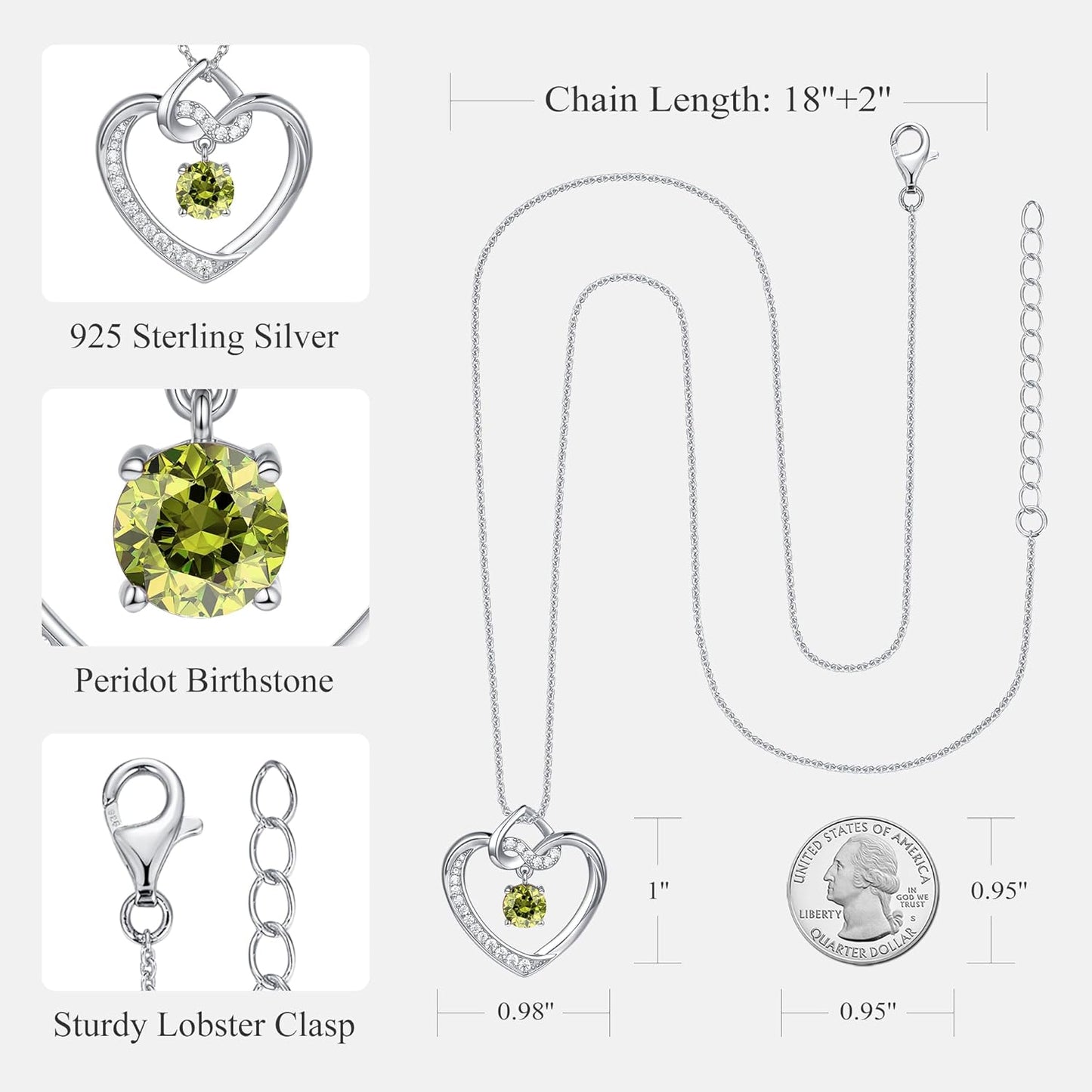 Heart Birthstone Necklaces Gifts for Women Wife, Jewelry for Women Wedding Anniversary Birthday Gifts for Wife Girlfriend Mom Christmas Valentines Gifts S925 Sterling Silver