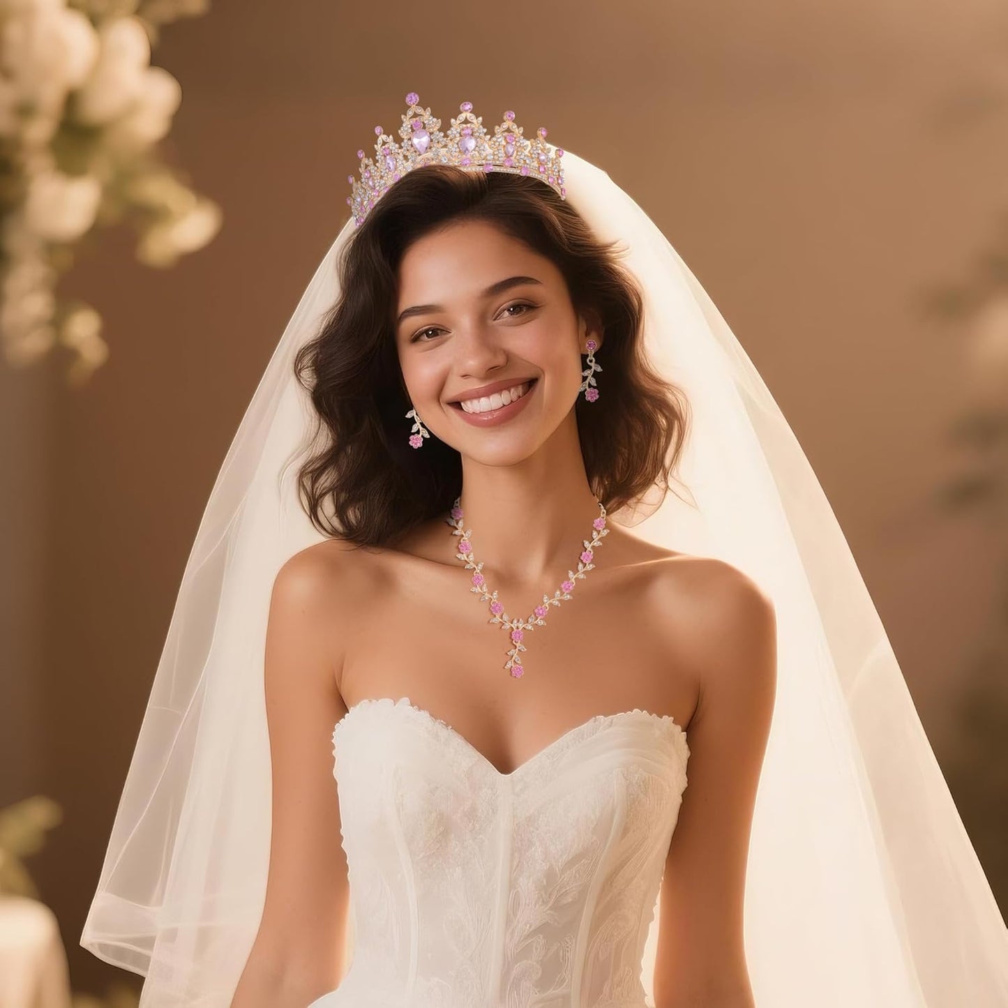 Kamirola Tiaras and Crowns for Women,Tiaras Earrings Necklace, Crystal Bridal Jewelry Set, Costume Party Halloween Prom Pageant Jewelry for Women(TR45)