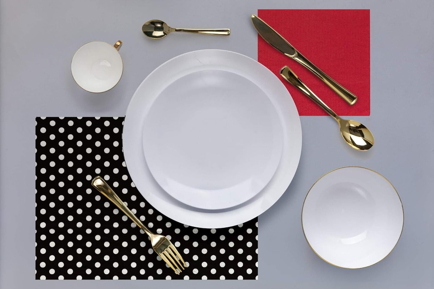 Trendables™ Premium 8 Inch. Trend White Disposable Plastic Plates, Food Grade Plastic Salad/Dessert Plates - 40 Pack