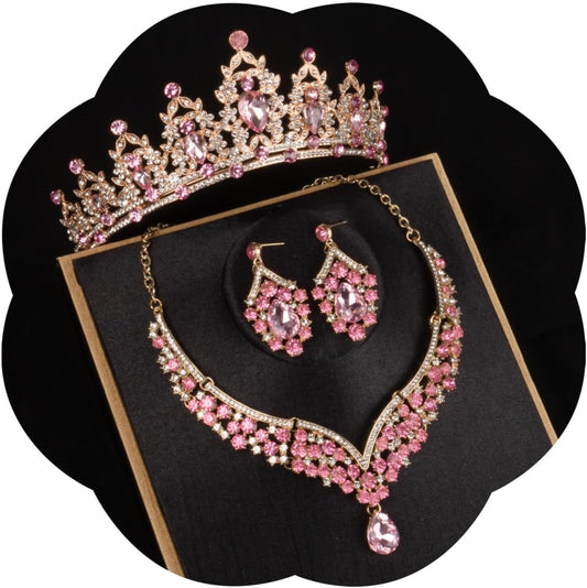 Crowns and Tiaras jewelry sets for Wedding princess birthday party Halloween Prom Pageant Jewelry for Women Crystal Bridal Jewelry Set for women
