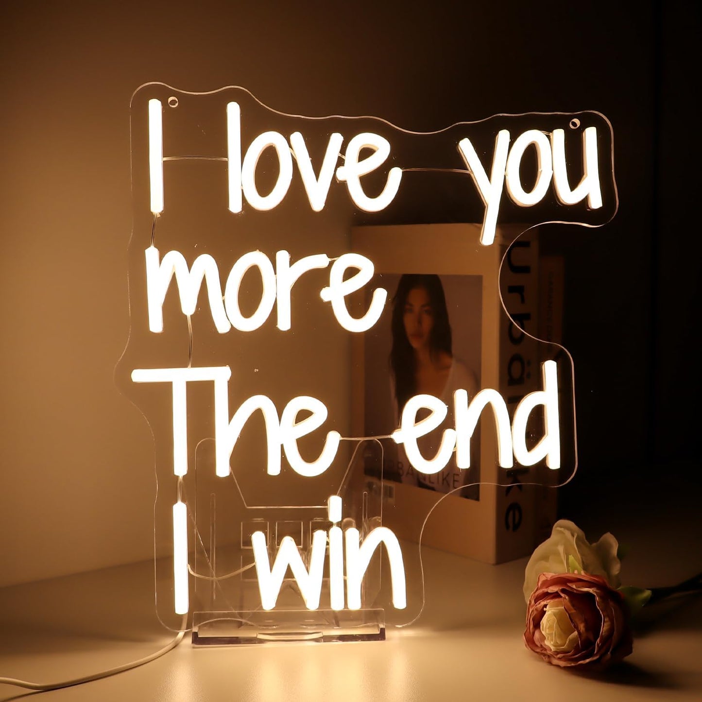 I Love You More The End I Win LED Neon Sign for Bedroom Wedding Art Wall Decor,Gifts for Couples Anniversary Valentine