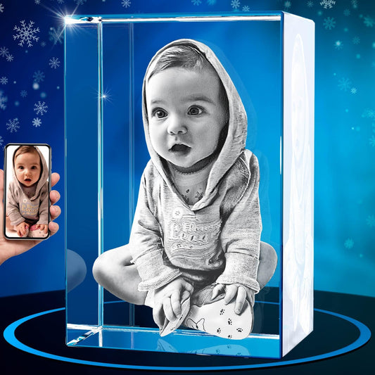 ArtPix 3D Crystal Photo, Christmas Personalized Gifts for Women, Wife, Her, Him, Men, Husband, Grandma, Great Xmas Customized Gift With Your Own Photo, Custom Glass 3D Laser Etched Picture Wedding