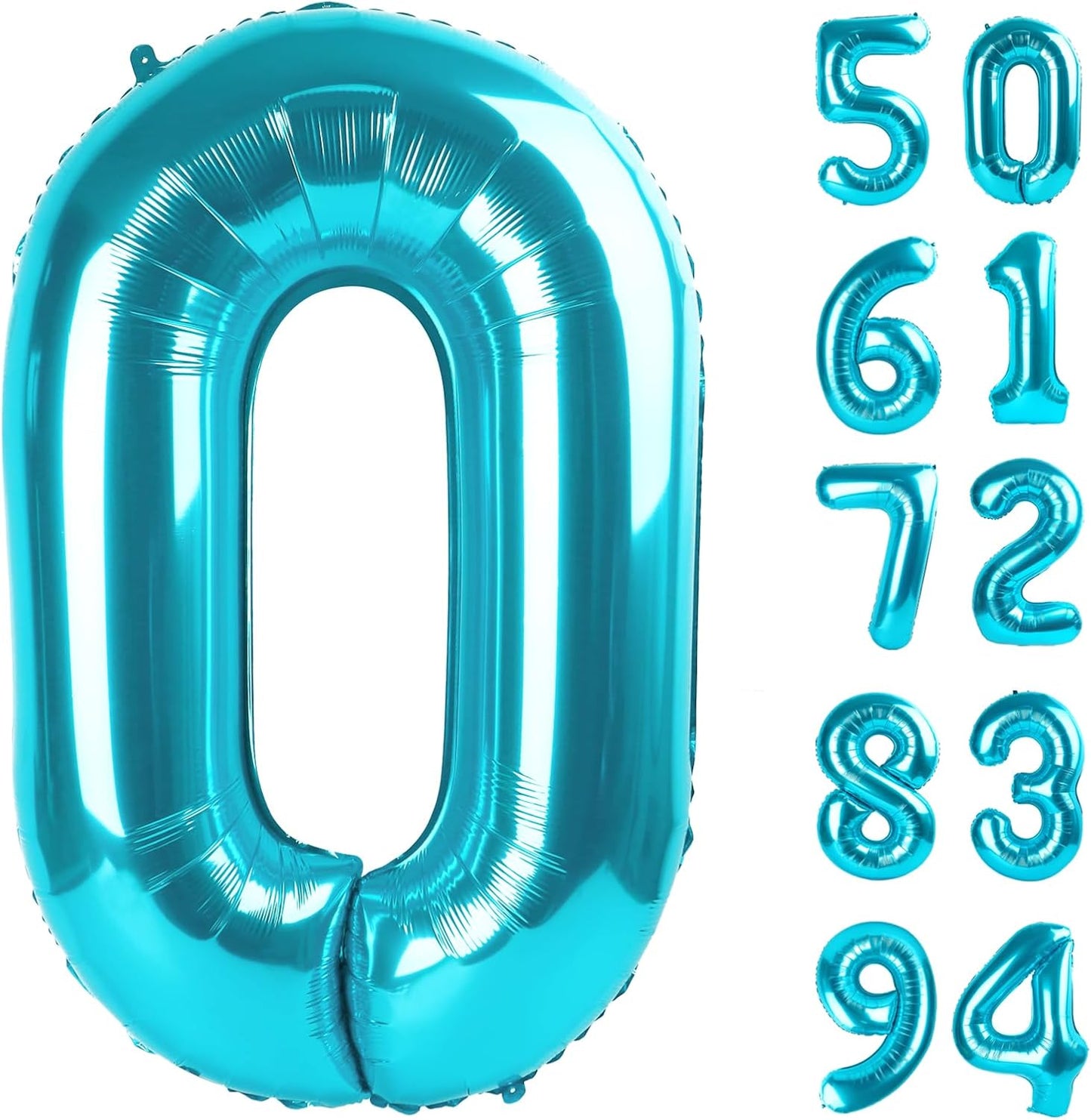 Number Balloon 40 Inch, Blue 0 Number Balloons, 10 20 30 40 50 Numbers Balloon Birthday Decorations, Blue Party Supplies for Women Men