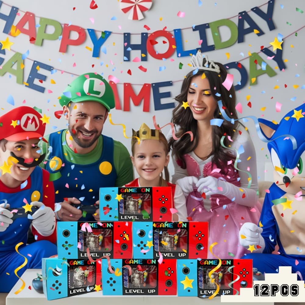 Shescrzionu Video Game Party Favors Boxes 12 PCS-Perfect Gamer Party Favors,Party Favor Boxes with Window,Game On Birthday Decorations Video Game Birthday Decorations,Game Bags,Video Game Gifts Aa01