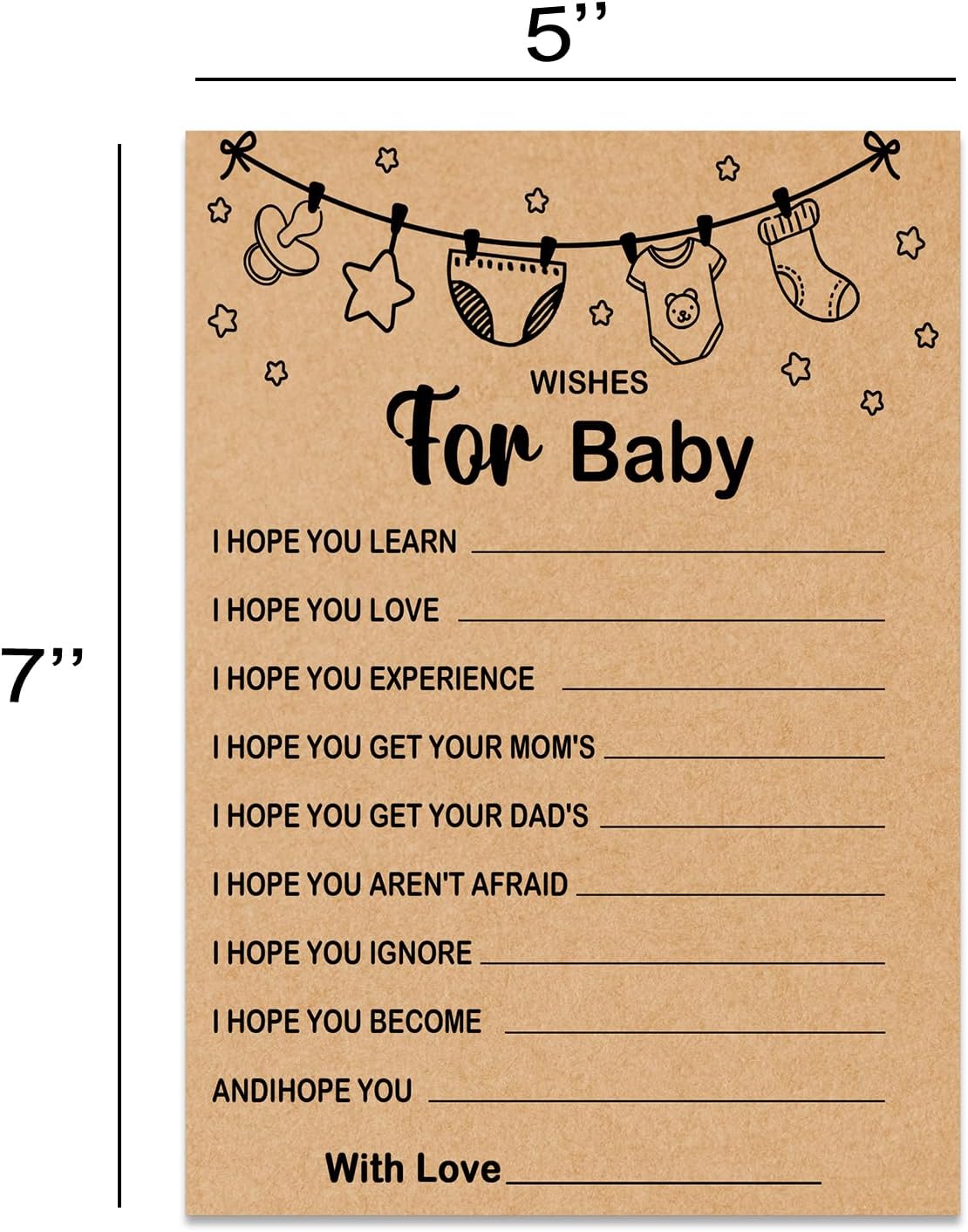 Baby Shower Game, Wishes for Baby, Baby Shower Ideas, Party Activities Ideas Supplies, Baby Shower Party Games Supplies & Activities, 30 Game Cards Included, Kraft