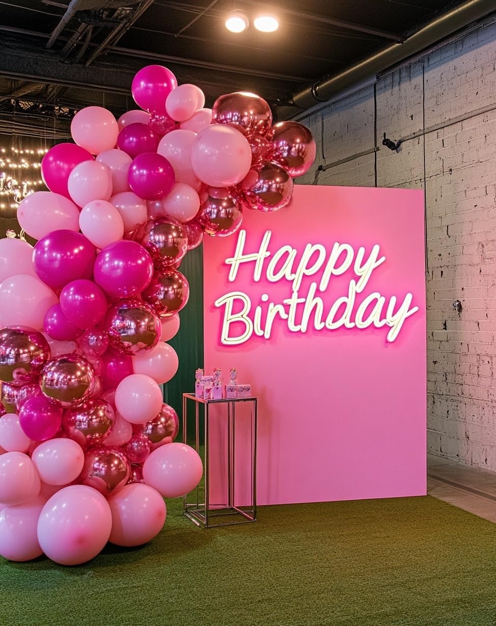 CVPARTON Pink Balloons Set, 55 PCS Metallic Pink Balloons, Baby Pink, Hot Pink 12 Inch Latex Balloon for Girls Women Birthday Party, Bridal Shower, Baby Shower, Wedding, Princess Party Decoration