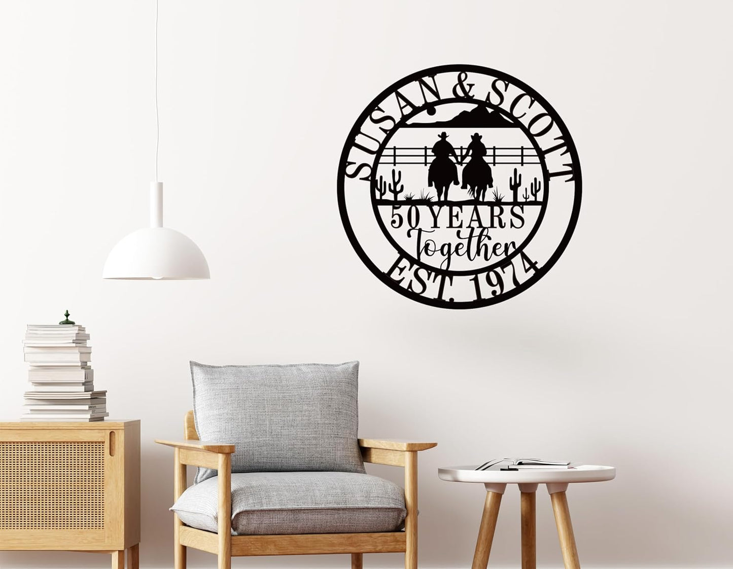 Personalized 50th/60th/25th/30th/40th/10th Anniversary Wedding Gifts for Couple Parents, Customized Cowboy and Cowgirl Couple Sign, Personalized Cowboy Name Sign, Cowboy Home Decor, Birthday Gift