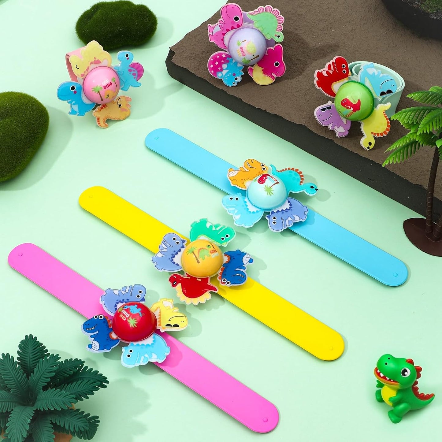 12Pcs LED Light Up Rotating Slap Bracelets Dinosaur Party Favors Glow Bracelets, Glow In The Dark Party Supplies Birthday Gifts Classroom Rewards Goodie Bag Stuffers for Kids Boys Girls