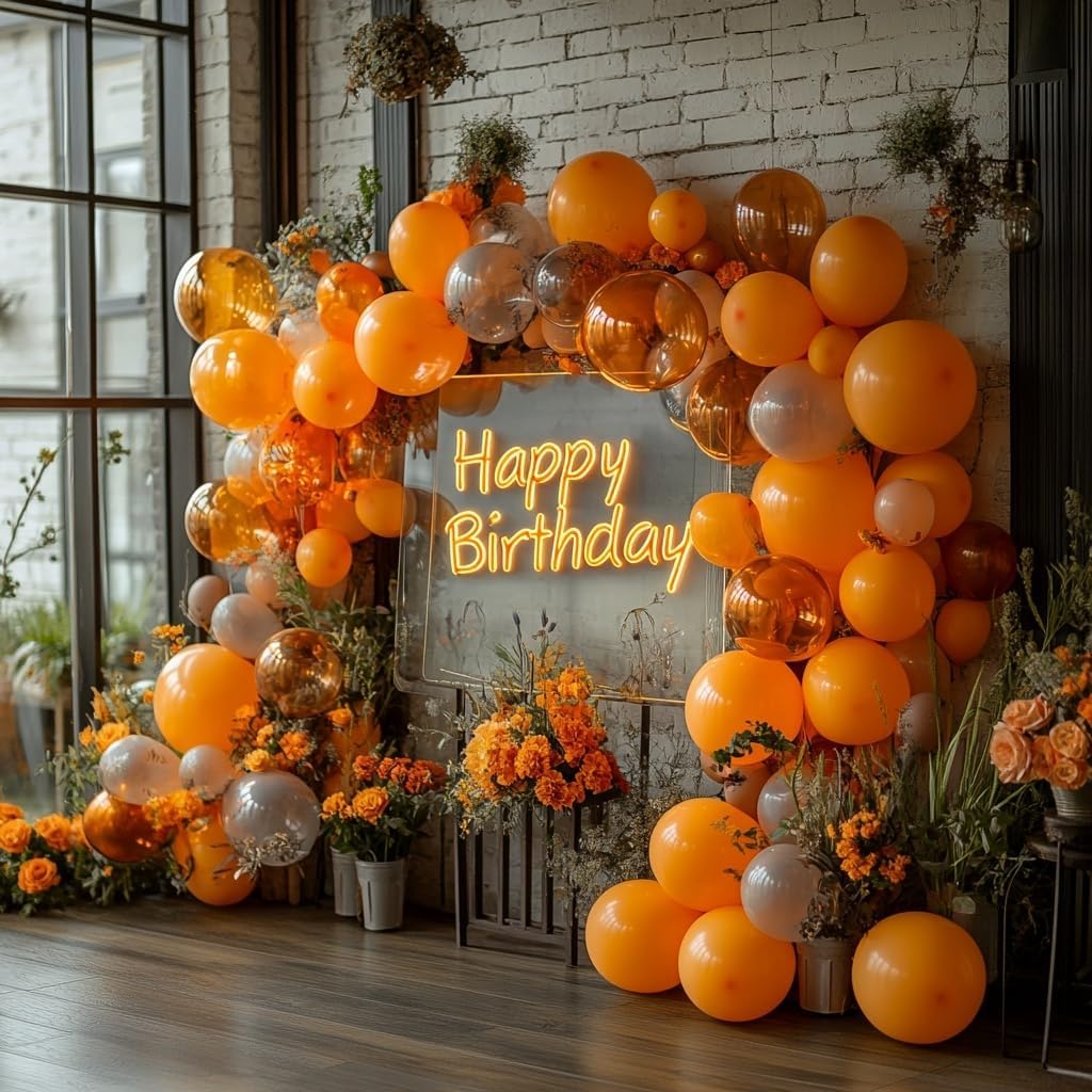 Orange Balloons 125 pcs Different Sizes 18 12 10 5 Inch Matte Autumn Balloon Arch Kit Garland for Birthday Party Baby Shower Thanksgiving Halloween Little Cutie Party Decorations