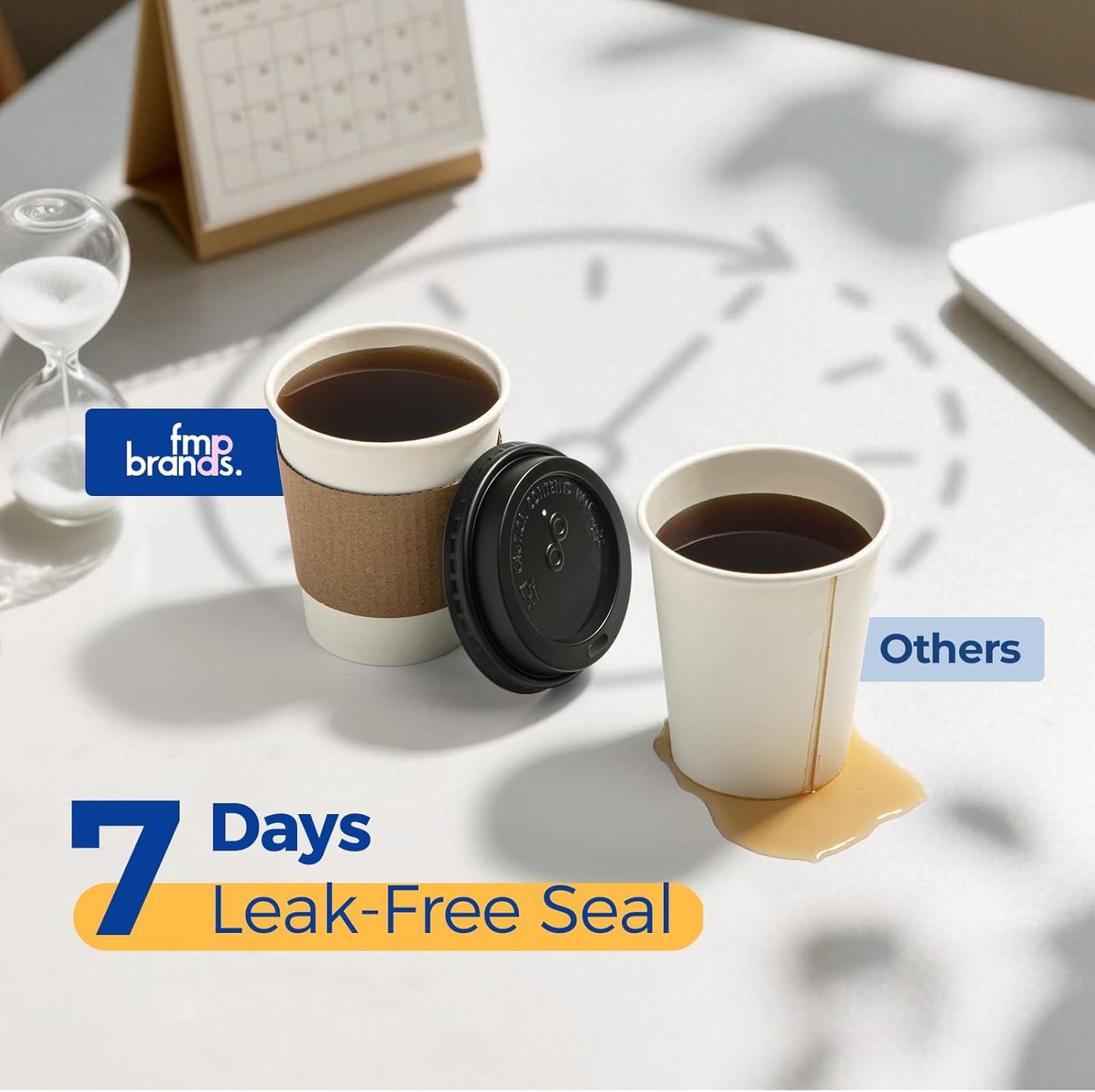 Fit Meal Prep 500 Pack 8 oz Disposable Coffee Cups with Lids, Sleeves, Leak-Proof To Go Coffee Cups with Lids, Durable Paper Cups for Hot Beverage, Home, Office, Party