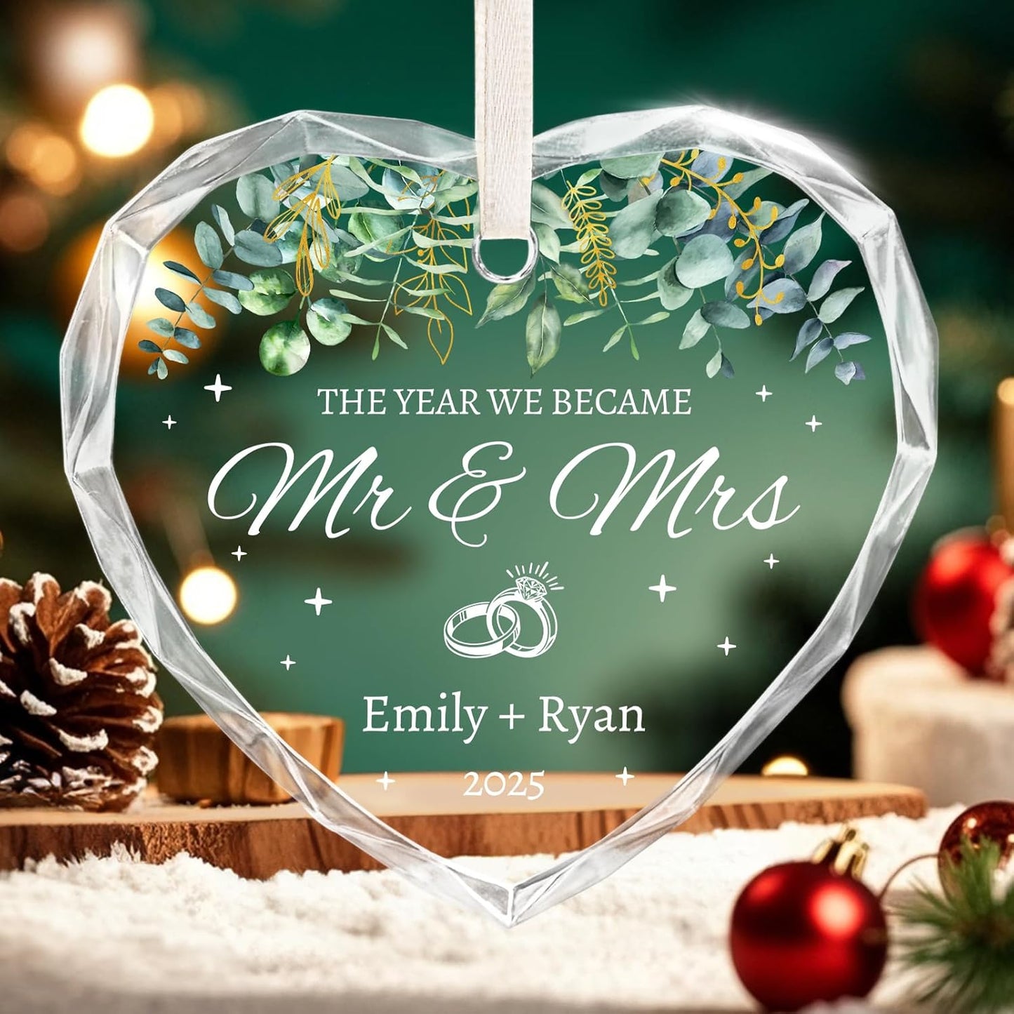 Personalized Wedding Gifts for Couples 2025 - Mr and Mrs Ornament - Bridal Shower Gifts, Wedding Gift for Bride, Newly Wed, Future Mr Mrs - Just Married Decorations Acrylic Ornaments