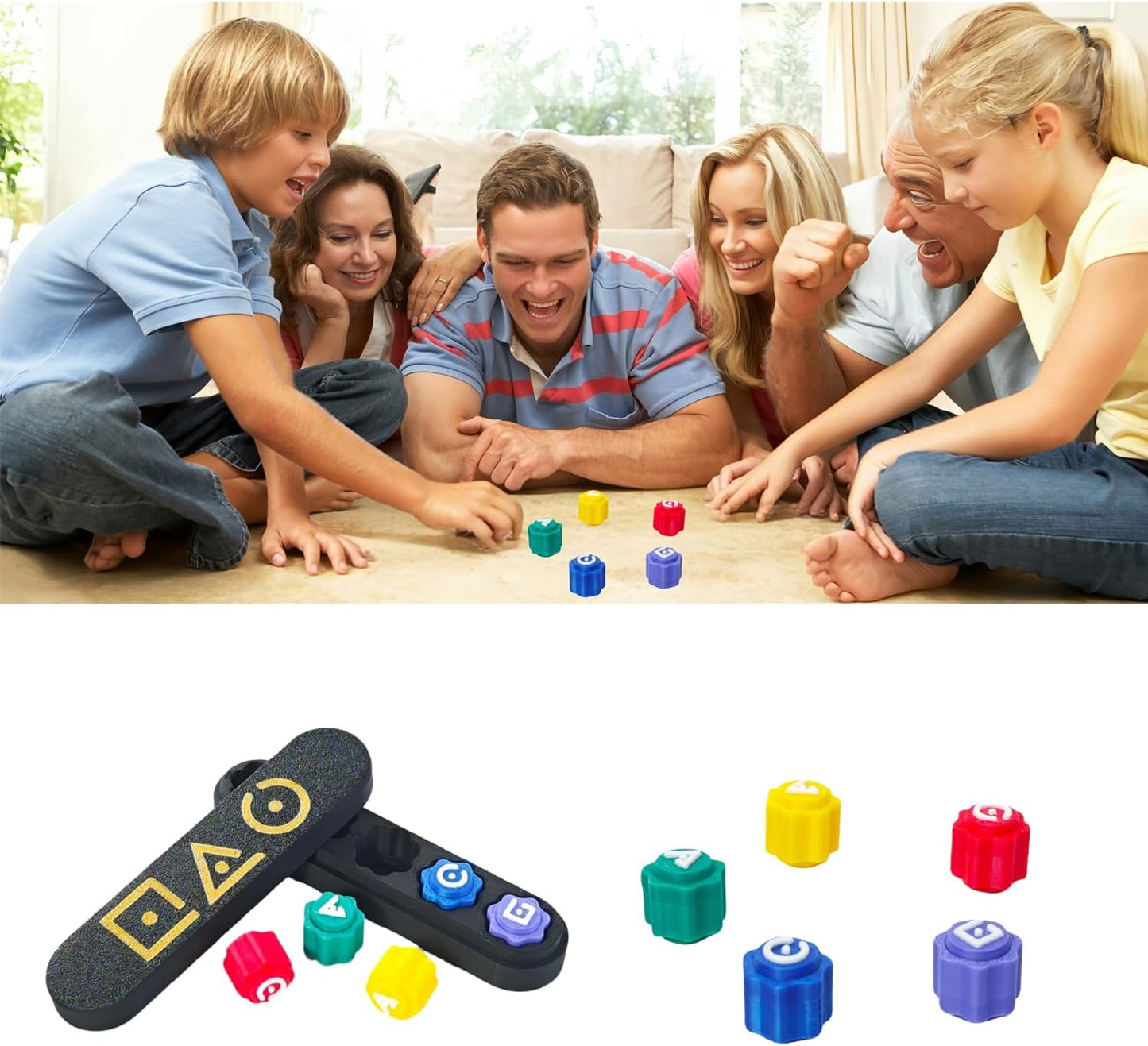 Gonggi Korean Game Stone Set,Traditional Korean Tossing Stone Game, Korean Gonggi Jack Stone Pebbles Set (BlackBase, 5Stone+1LongBase)