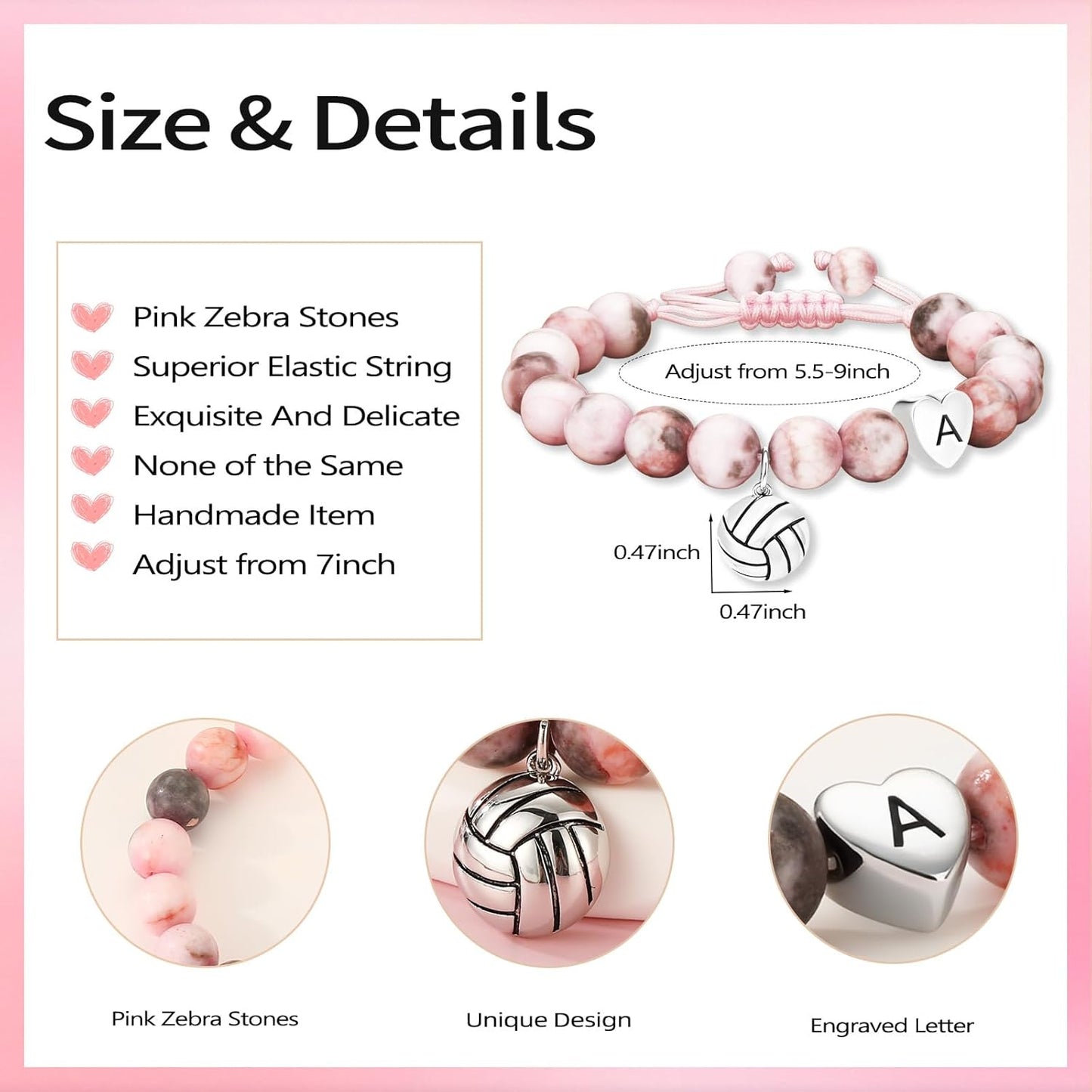 Stocking Stuffers for Teen Girls -Volleyball/Softball Bracelet Heart Initial Gifts Sports Accessories Jewelry Gift Ideas for Teen Girls Women for Christmas Birthday