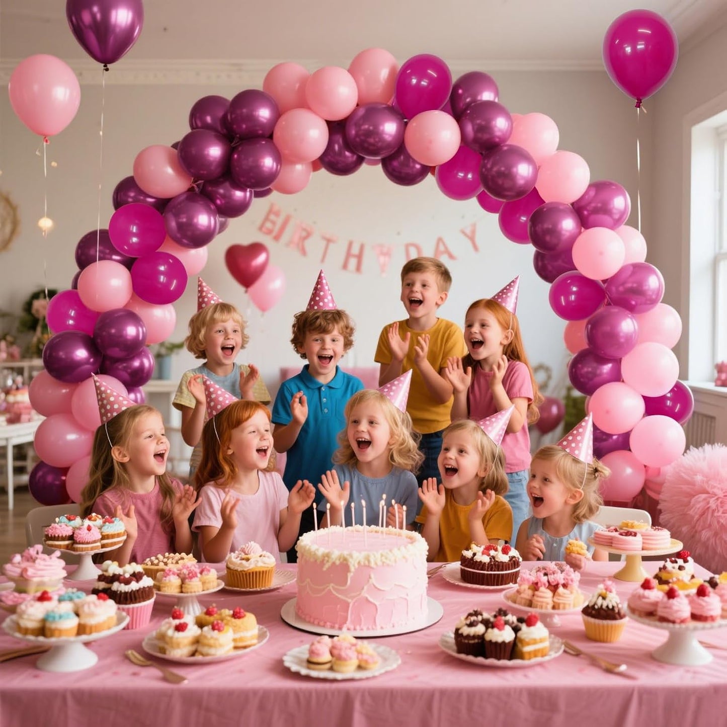 CVPARTON Pink Balloons Set, 55 PCS Metallic Pink Balloons, Baby Pink, Hot Pink 12 Inch Latex Balloon for Girls Women Birthday Party, Bridal Shower, Baby Shower, Wedding, Princess Party Decoration