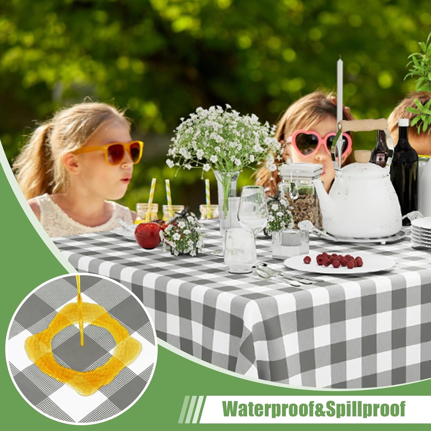 Smiry 54 Inch x 300 Feet Disposable Table Cover Roll, Grey & White Plastic Table Cloth in Cut-to-Size Box with Slide Cutter, Waterproof Rectangle Tablecloths for Weddings, Banquets, Outdoor