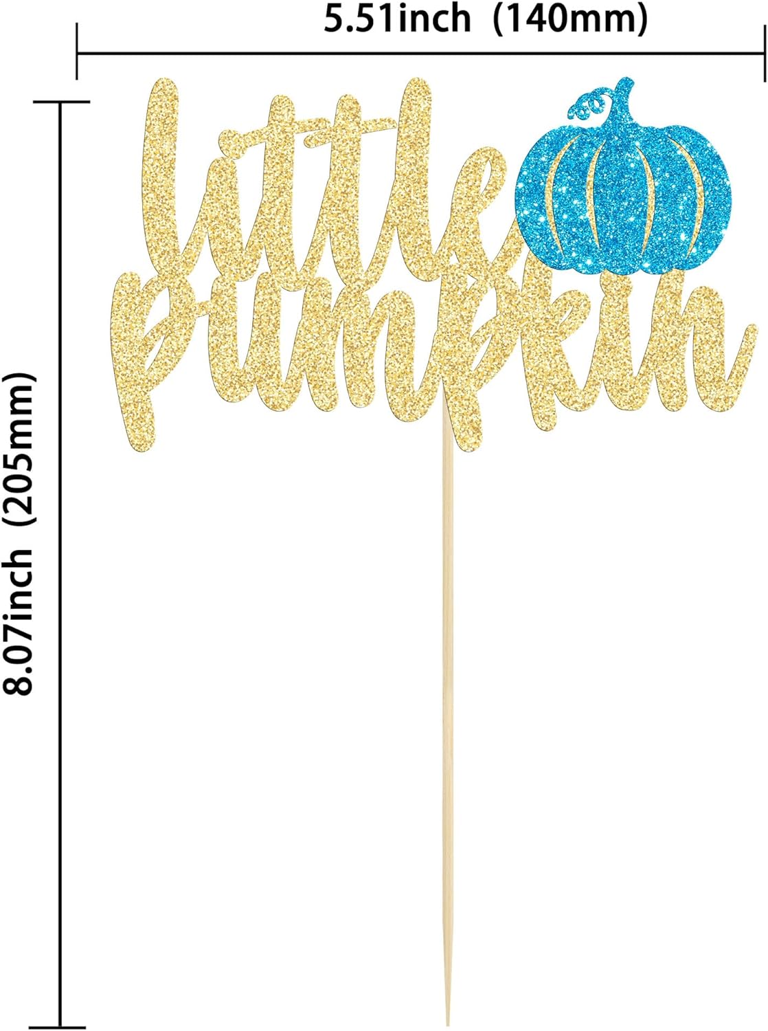 Gyufise Little Pumpkin Cake Topper - Blue Glitter Fall Boy Baby Shower Cake Decoration for Birthday, Halloween, Thanksgiving Party Supplies (1Pcs)