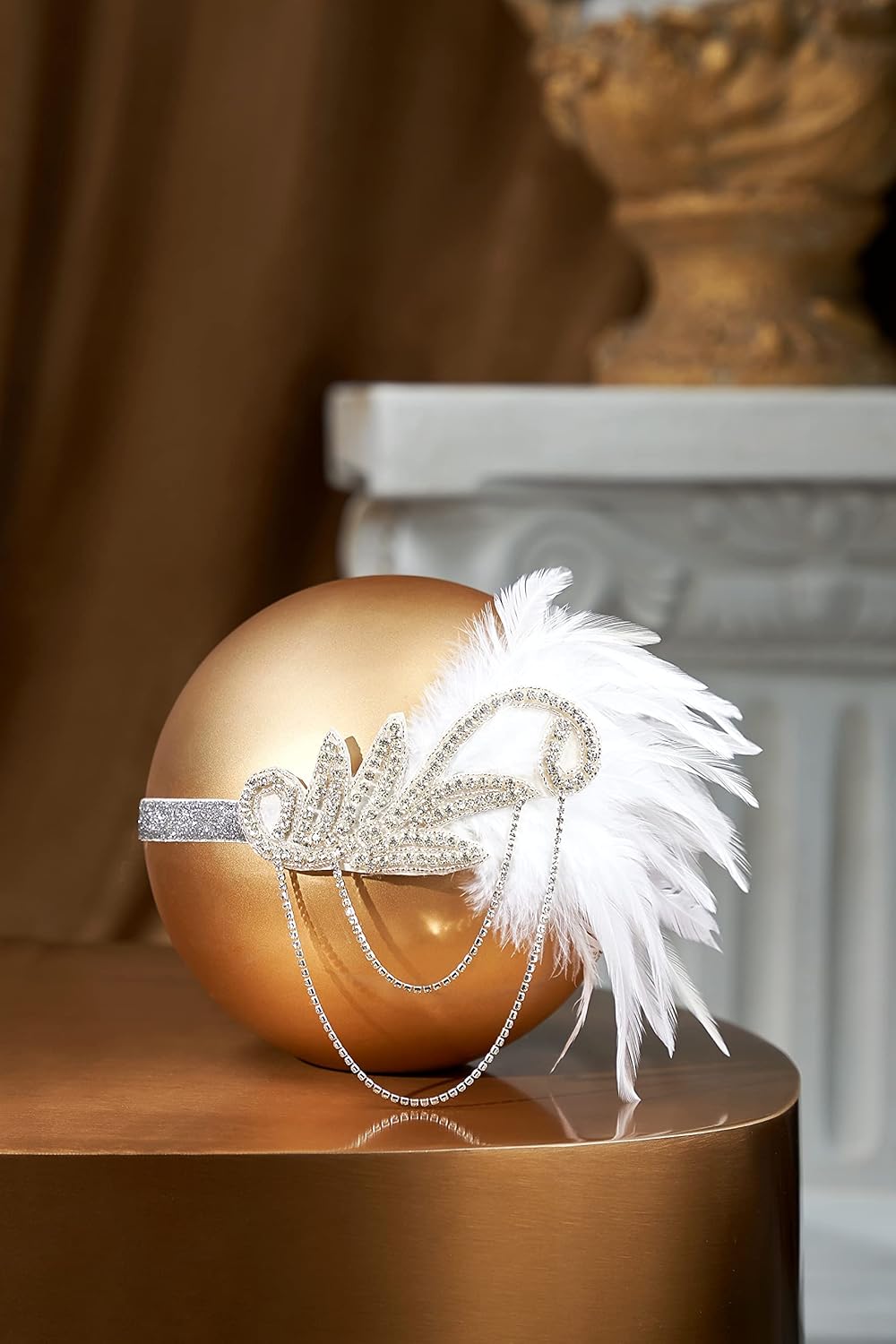 BABEYOND 1920s Flapper Headband Roaring 20s Great Gatsby Feather Headpiece