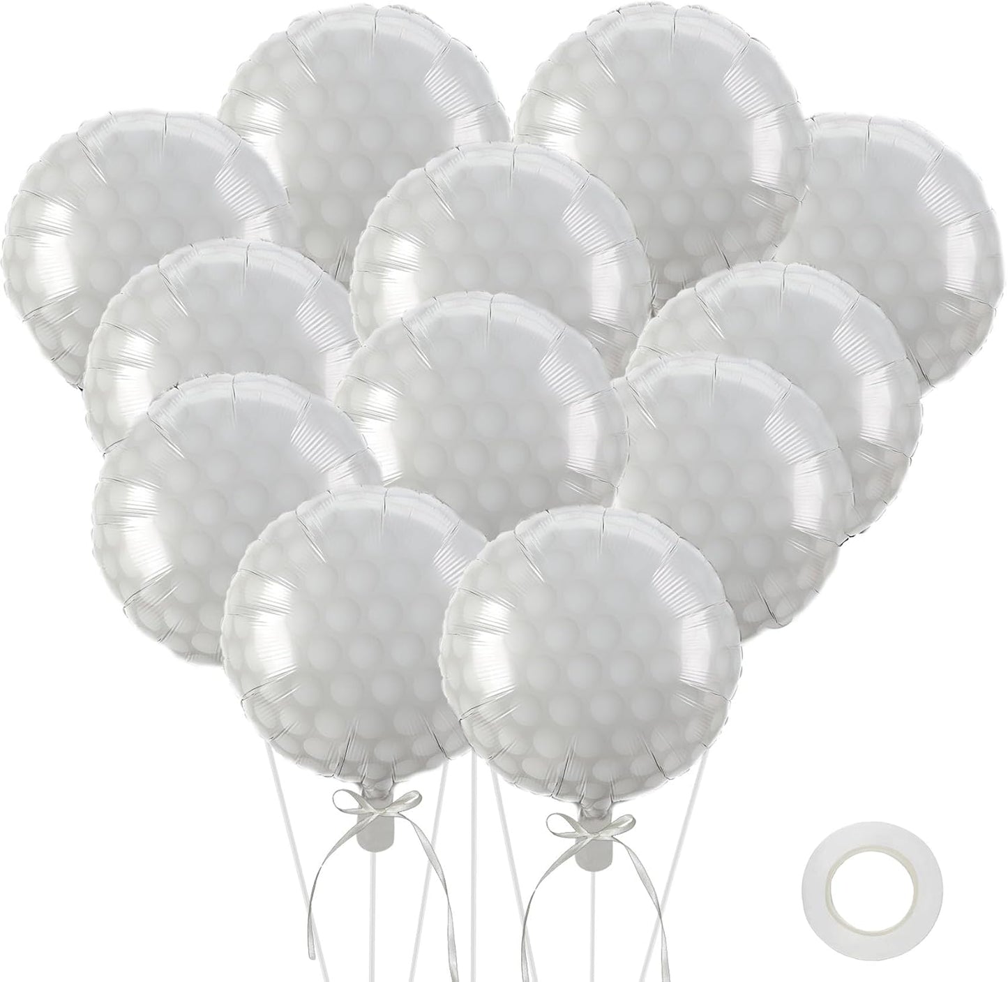 12 PCS 18 Inch Golf Balloons Golf Party Decorations Birthday Themed Party Decor Cart Supplies Giant Large Sports Ball Balloon Gender Reveal Christmas Mylar Foil Helium Aluminum Balloon Kit for Party