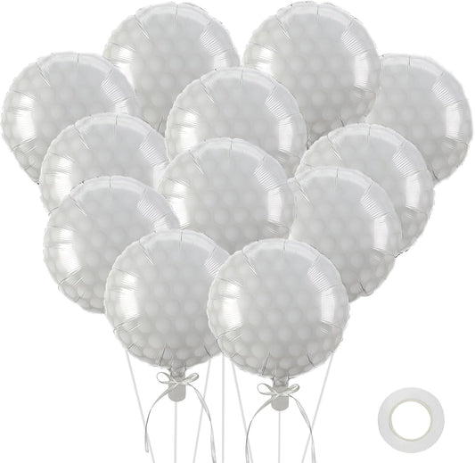 12 PCS 18 Inch Golf Balloons Golf Party Decorations Birthday Themed Party Decor Cart Supplies Giant Large Sports Ball Balloon Gender Reveal Christmas Mylar Foil Helium Aluminum Balloon Kit for Party