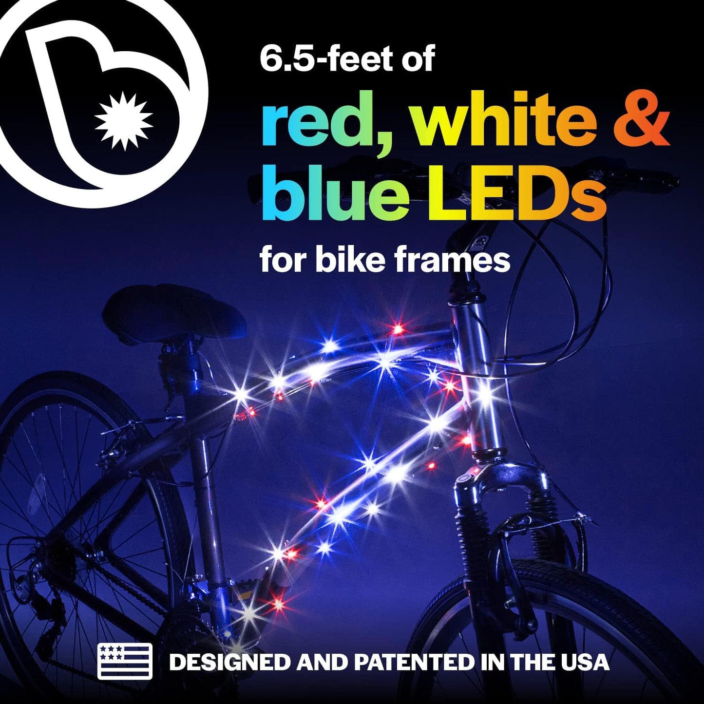 Brightz CosmicBrightz LED Bike Frame Rope Light - 6.5-Foot String Rope - Battery-Powered with On/Off Switch - Ultra Bright Color Keeps Your Ride Fun and Safe for Kids, Teens, & Adults