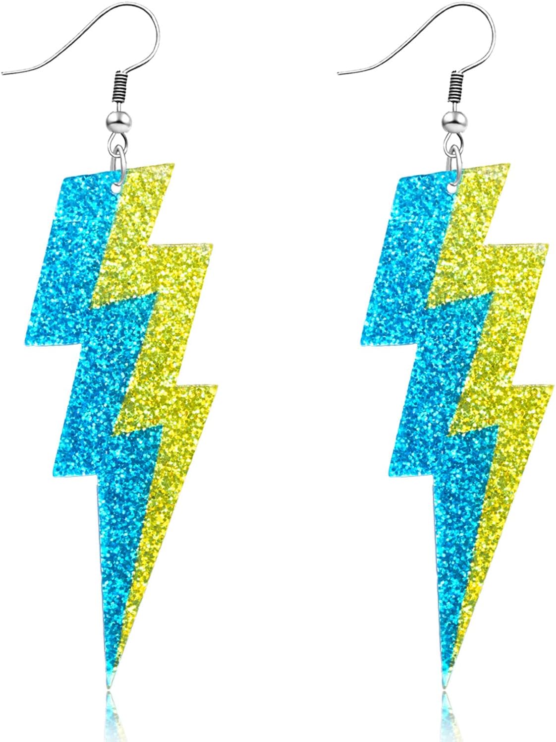 80s Neon Earrings for Women Acrylic Lightning Bolt Drop Earrings Retro 80s 90s Glow Party Accessories Neon Jewelry for Halloween Costume Outfit