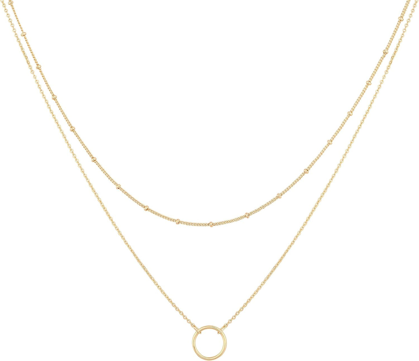 MEVECCO Layered Heart Necklace Pendant Handmade 18k Gold Plated Dainty Gold Choker Arrow Bar Layering Long Necklace for Women