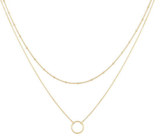 MEVECCO Layered Heart Necklace Pendant Handmade 18k Gold Plated Dainty Gold Choker Arrow Bar Layering Long Necklace for Women