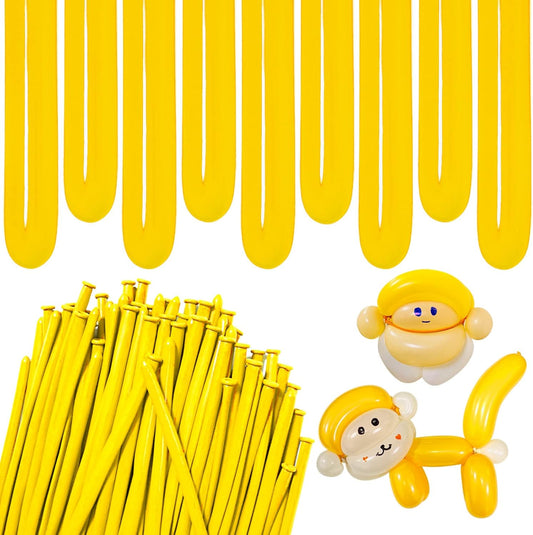 Yellow 260 Long Skinny Twisting Animal Balloons, Rainbow Balloons for Animal Shapes Carnival Festival Party Supplies 100pcs