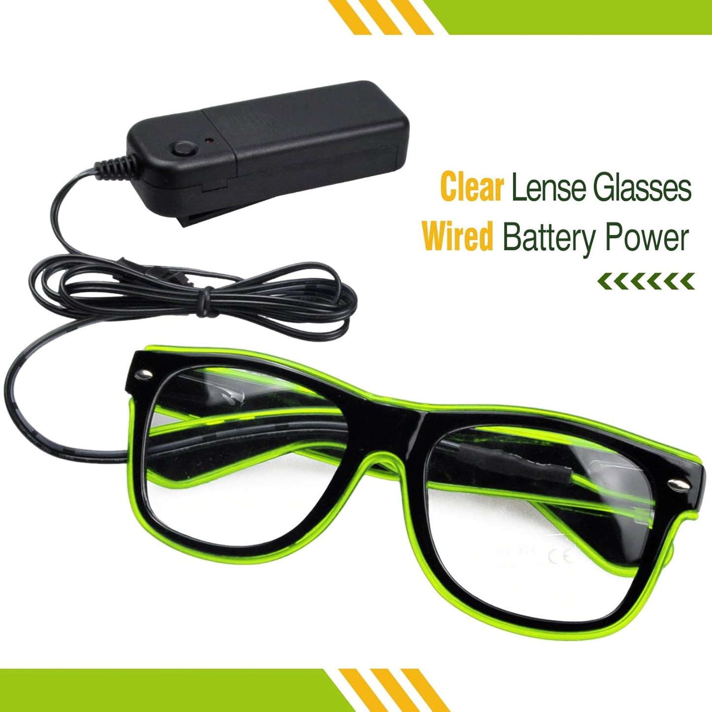 Aquat Light up EL Wire Neon Rave Glasses Glow LED Sunglasses Costumes For Party, EDM, Halloween, Wired with Battery Power