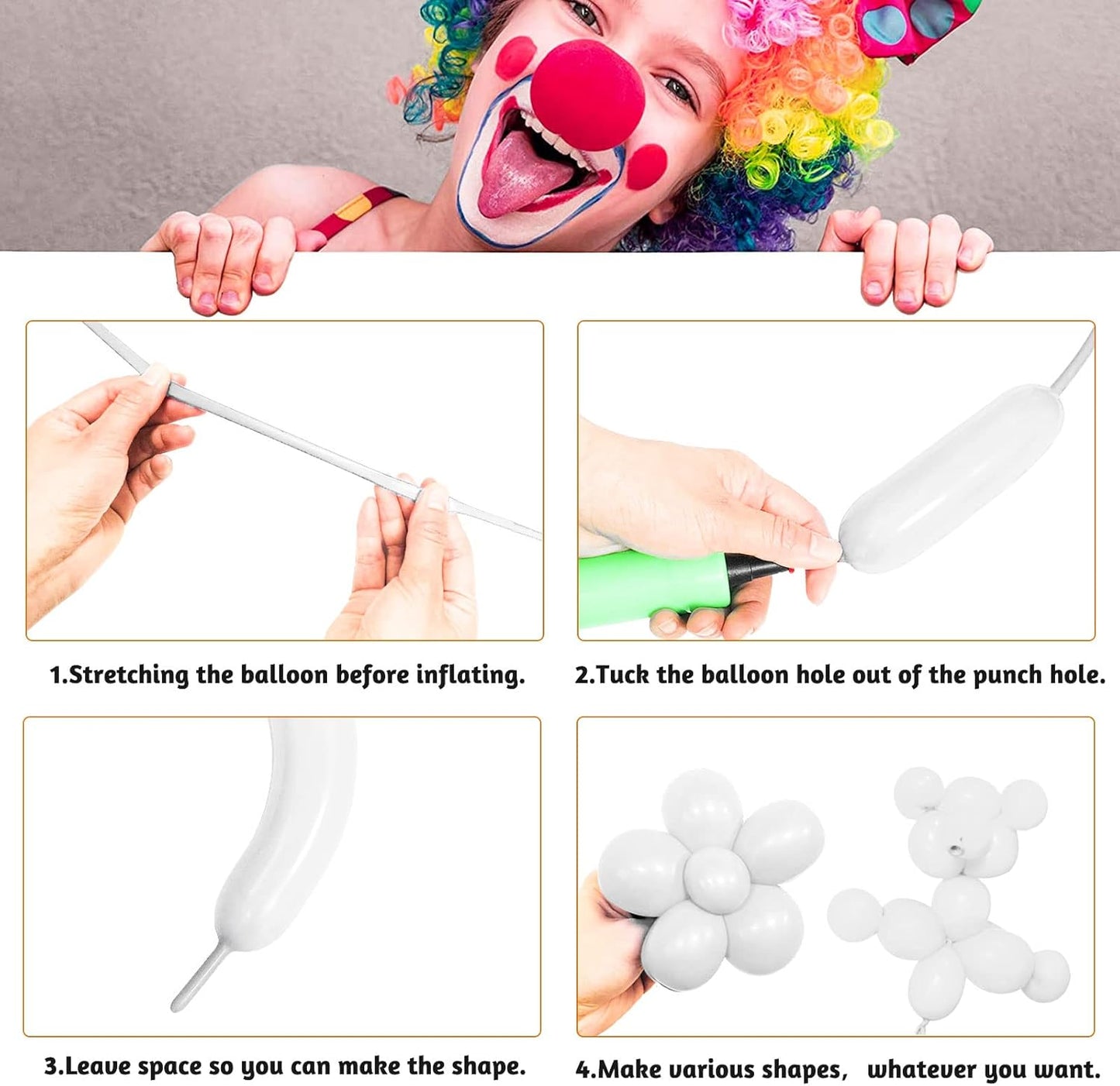 260 Balloons, Thickening Long Balloons for Tying Balloon Arch, Twisting Latex Animals Magic Modeling Skinny Birthday Balloons for Kid‘s Party Wedding Decoartion 100pcs （White）