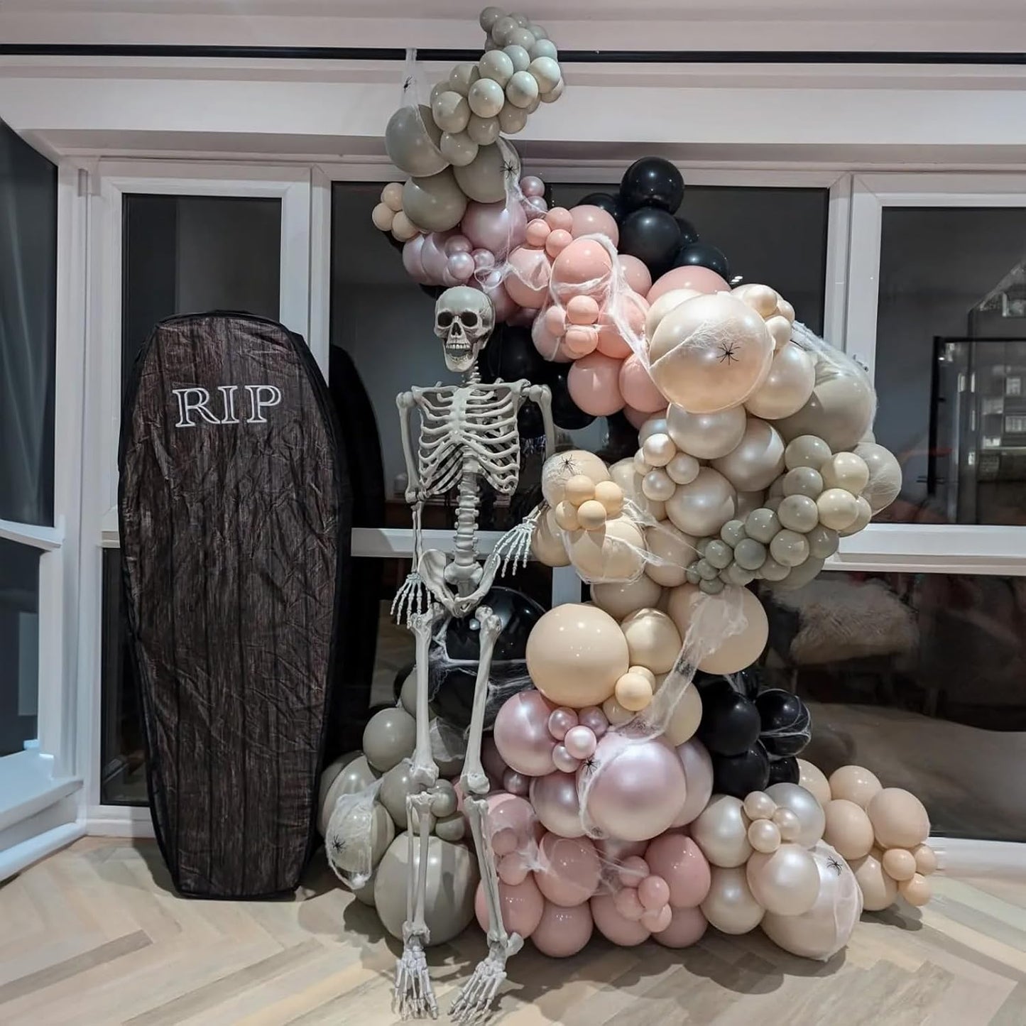 60 PCS Black and Pink Balloons, Retro Dusty Pink Ivory Sand White Black Latex Balloons with Metallic Champagne Gold Boho Party Balloon for Women Girls Birthday Baby Shower Wedding Party Decorations