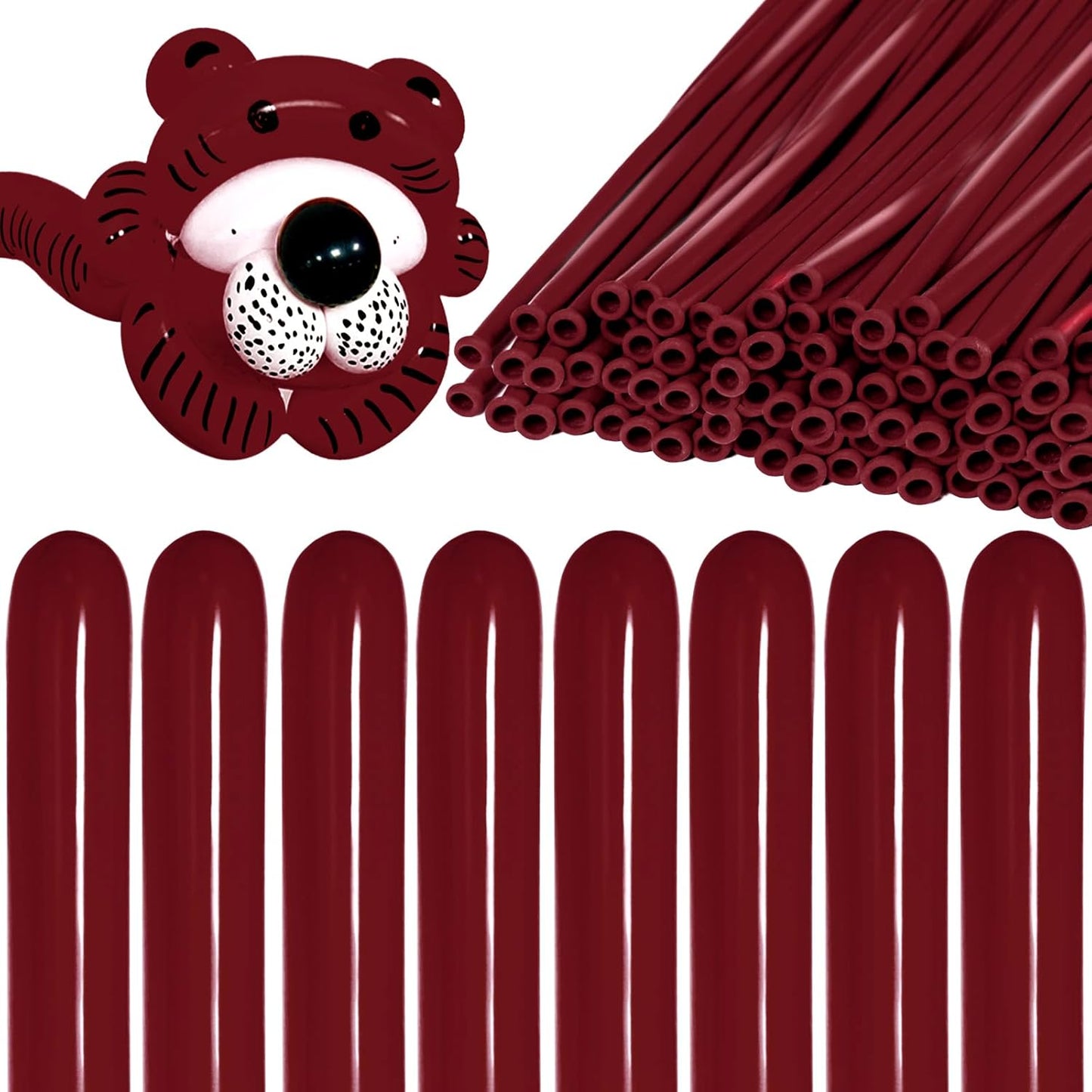 KAWKALSH 260 Burgundy Long Balloons for Balloon Garland Thickening Skinny Latex Twisting Animals Modeling Christmas Birthday Wedding Party Festival Decorations 100pcs