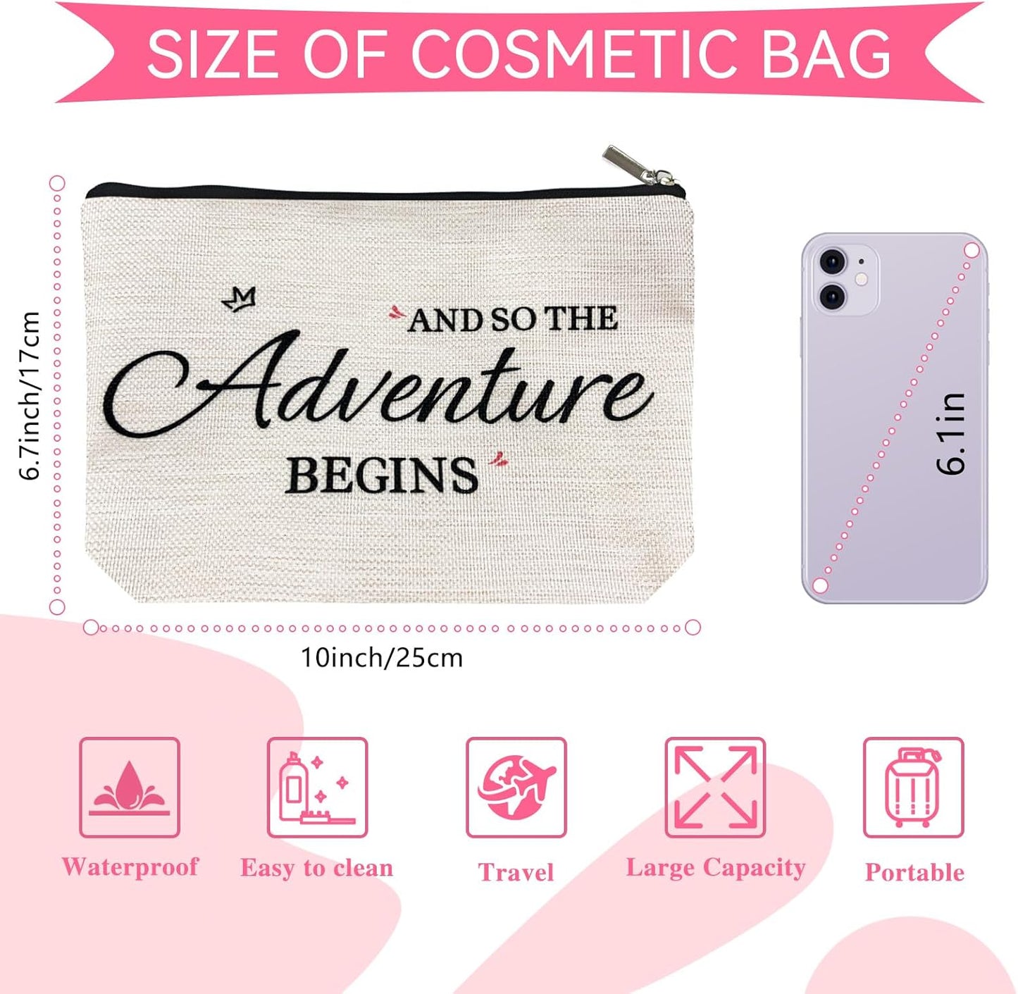 DJOLY Bridal Shower Gifts for Bride To Be 2025 Makeup Bag, Bridal Shower Decorations, Wedding Engagement Gifts Bachelorette Party Accessories for Women, Small Cosmetic Travel Zipper Pouch