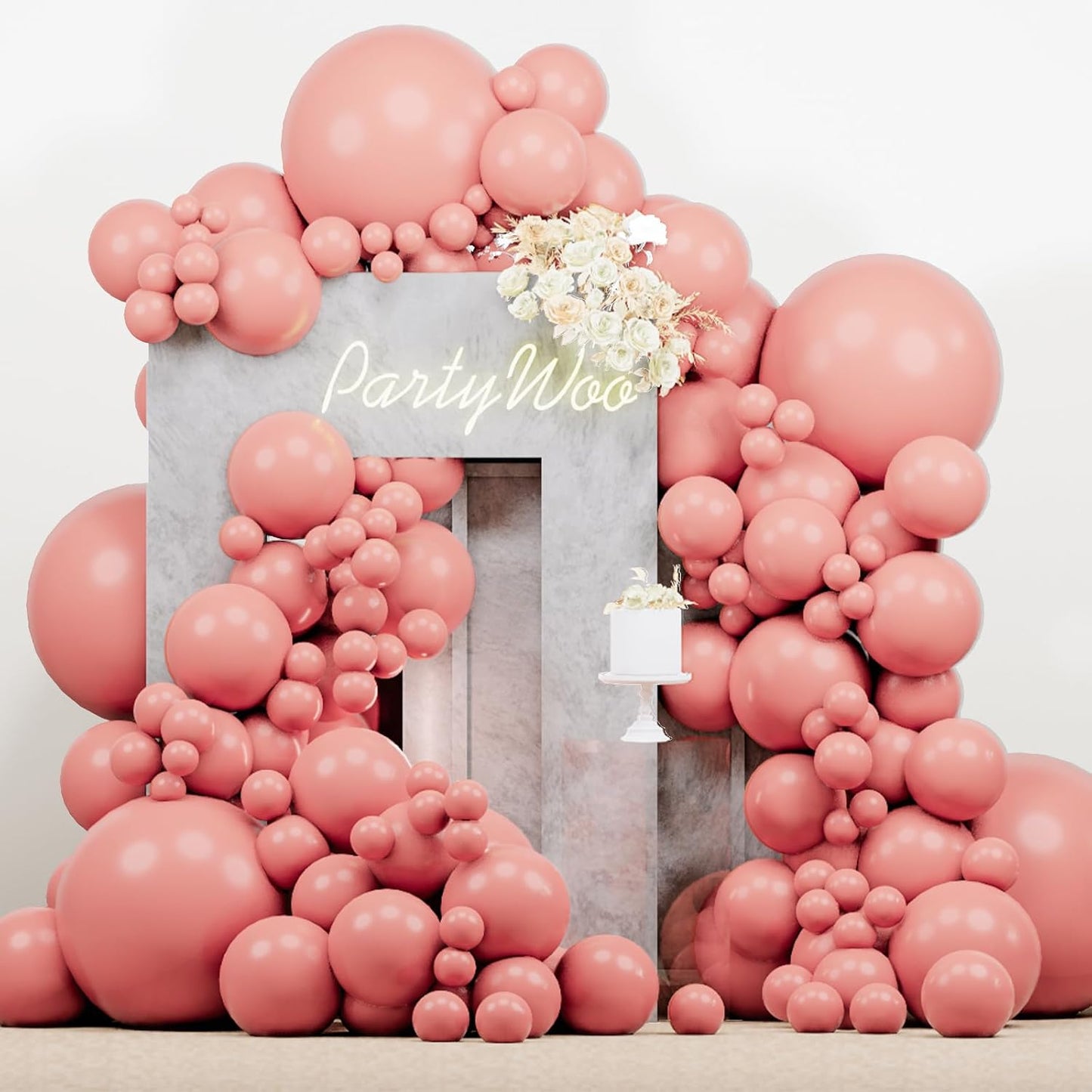 PartyWoo Dusty Pink Balloons 140pcs Different Sizes of 18 12 10 5 Inch Blush Pink Dusty Rose Boho Netural Balloon Arch Kit Garland for Baby Shower Princess Girl Birthday Party Decorations Pink-F01