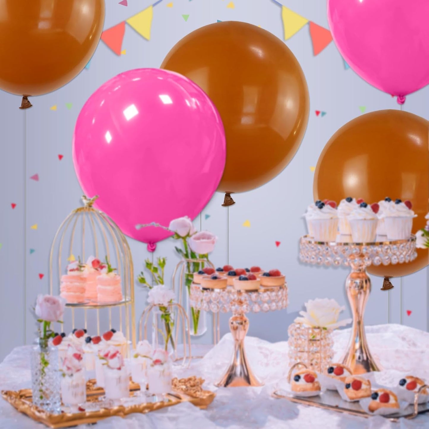 32Pcs Brown Big Balloons 18 Inch, Round Large Brown Latex Party Balloons for Birthday Wedding Decorations.