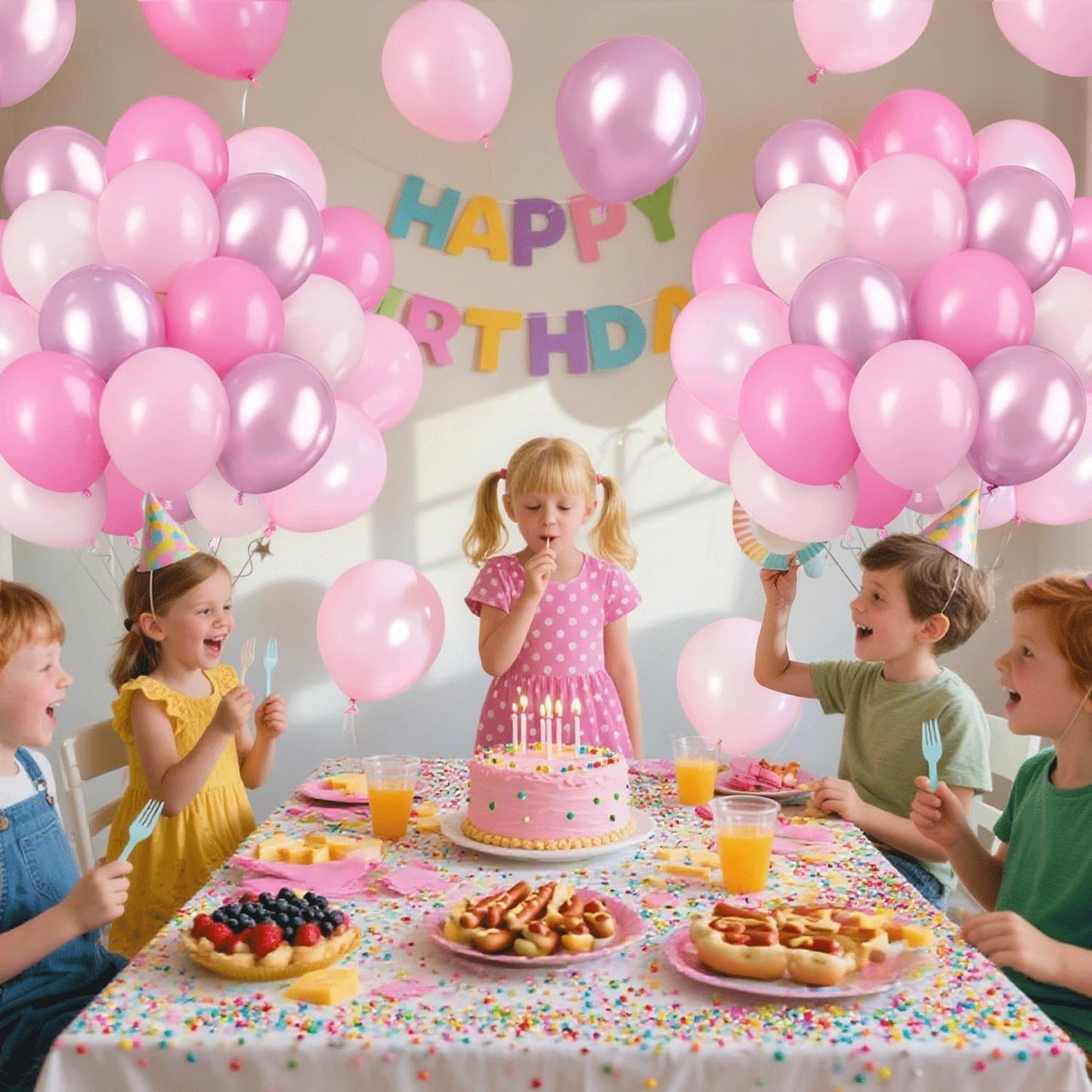 Pink Balloon Set, 60pcs 12-inch Metallic Pink Balloons Hot Pink and Light Pink Balloons Baby Pink Party Balloons Perfect for Girls' Birthdays Baptisms and Wedding Parties