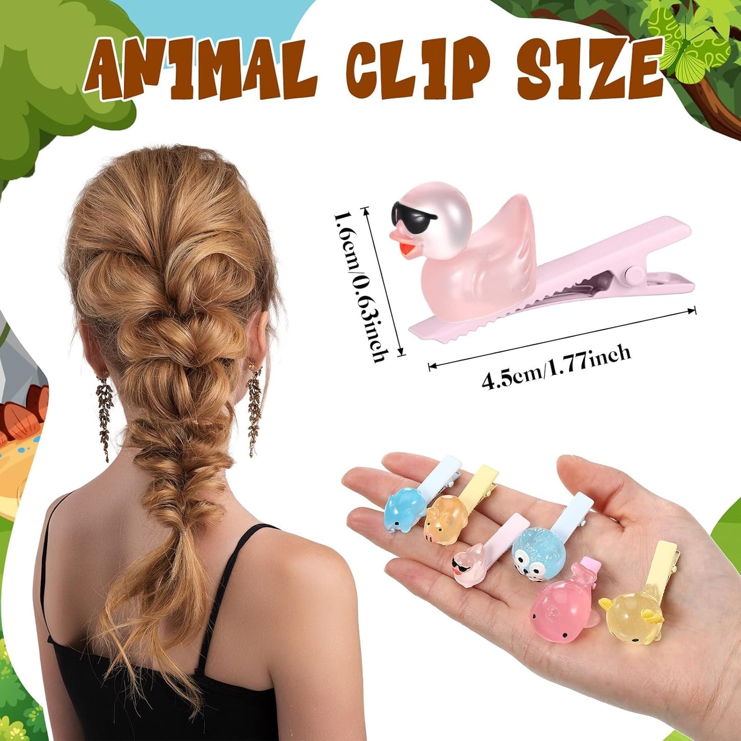 30 Pcs Mini Glow Hair Clips Girls Rave Hair Clips for Women Christmas Music Festival Holiday Party Supplies (Animals)