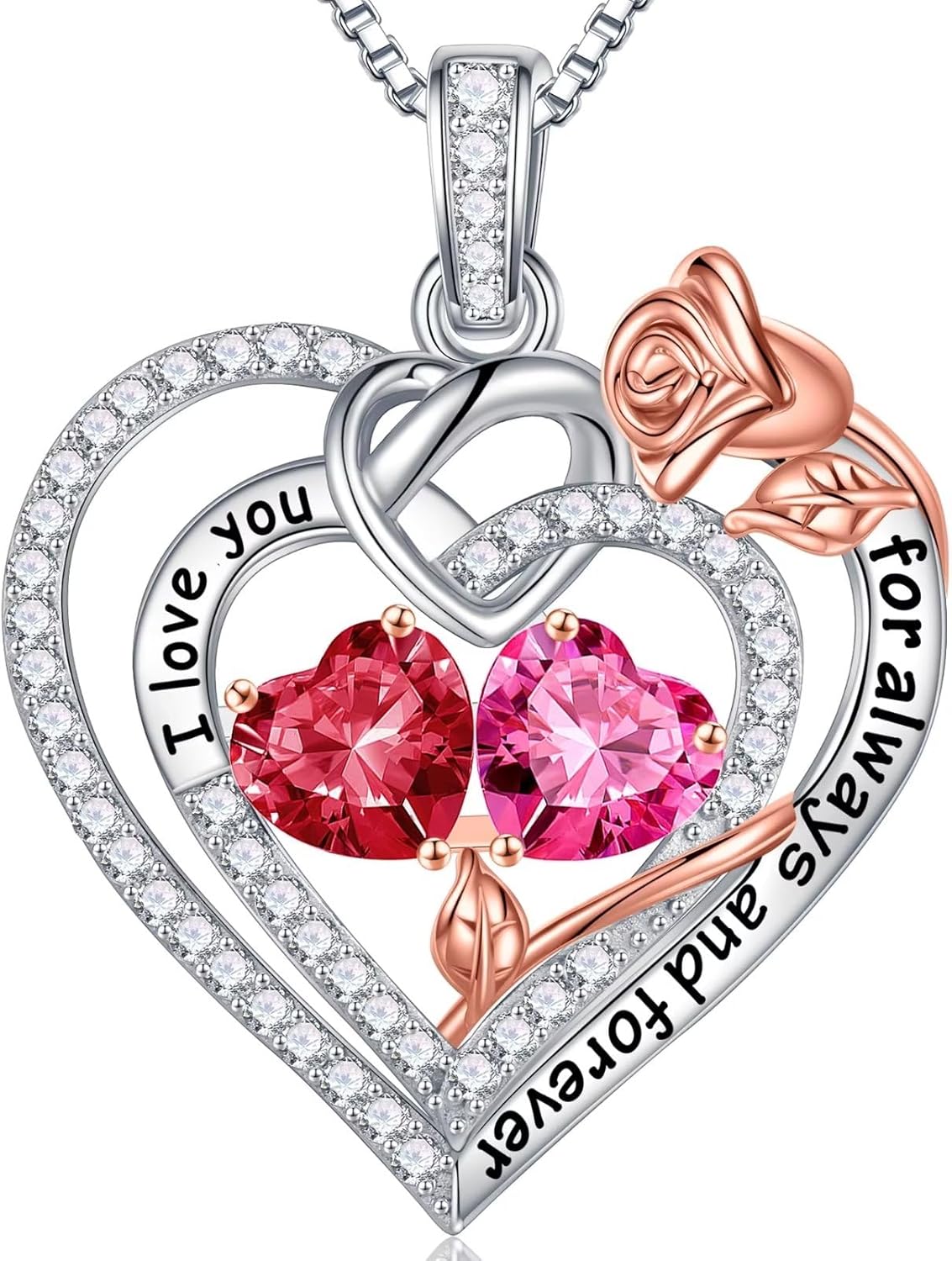 Iefil Christmas Gifts for Wife Women - 925 Sterling Silver Double Birthstone Necklace, Anniversary Birthday Gifts for Women, Jewelry Gift for Wife Girlfriend Mom Her