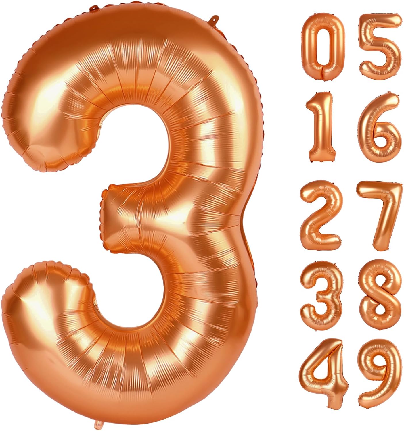 Orange 3 Balloon, Number Balloon 40 Inch, 3rd Three Year Old Birthday Deco, Orange Party Supplies for Party Decorations, Number 3 Balloon
